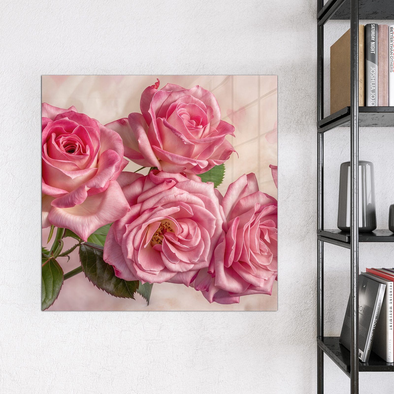 Primedeco Magnettafel Glas Rosenblütenpracht Pinnwand Whiteboard beschreibbar, (Inklusive Stift, Magnete und Montagematerial, 1-tlg., 9 verschiedene Größen), Magnetisch und Beschreibbar