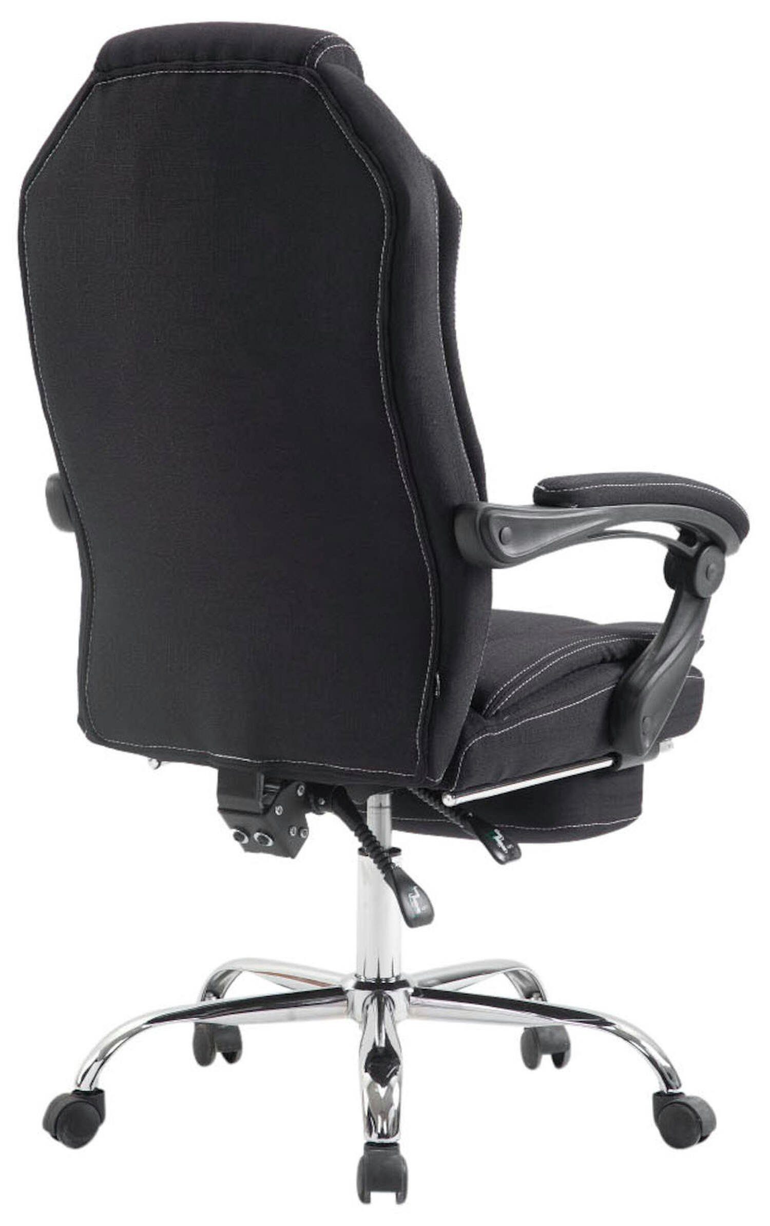 TPFLiving Bürostuhl Castan mit Metall und chrom (Schreibtischstuhl, schwarz drehbar Rückenlehne bequemer Chefsessel, Bürostuhl höhenverstellbar Stoff - - Gestell: 360° Drehstuhl, Sitzfläche: XXL)