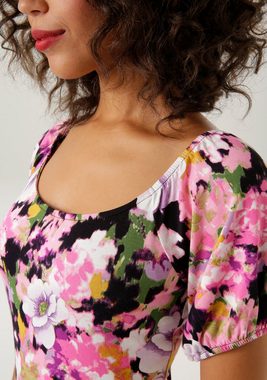 Aniston CASUAL Sommerkleid mit farbenfrohem Blumendruck - jedes Teil ein Unikat - NEUE KOLLEKTION