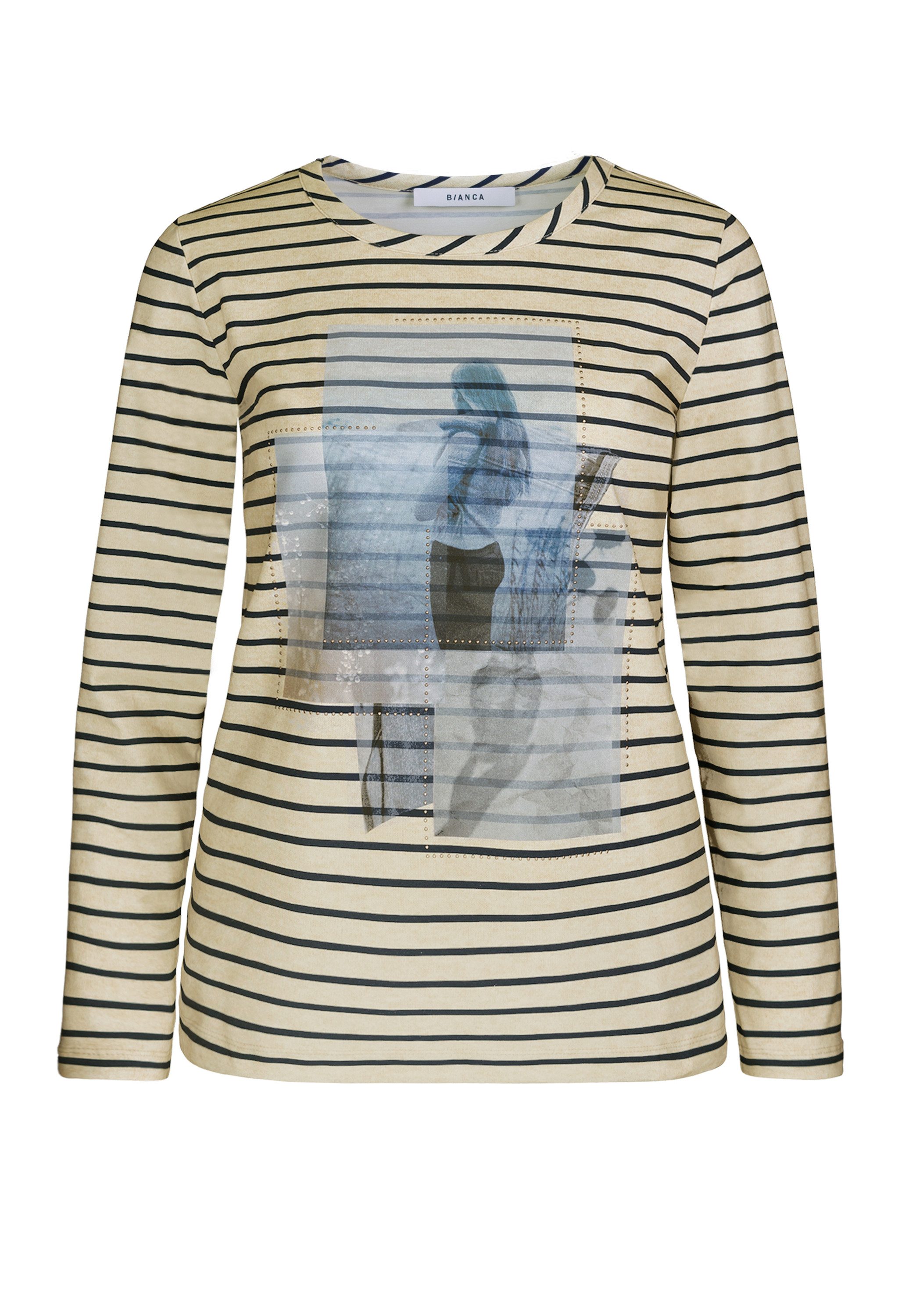 bianca Langarmshirt DAMI mit coolem Frontmotiv mit Schmucksteinchen