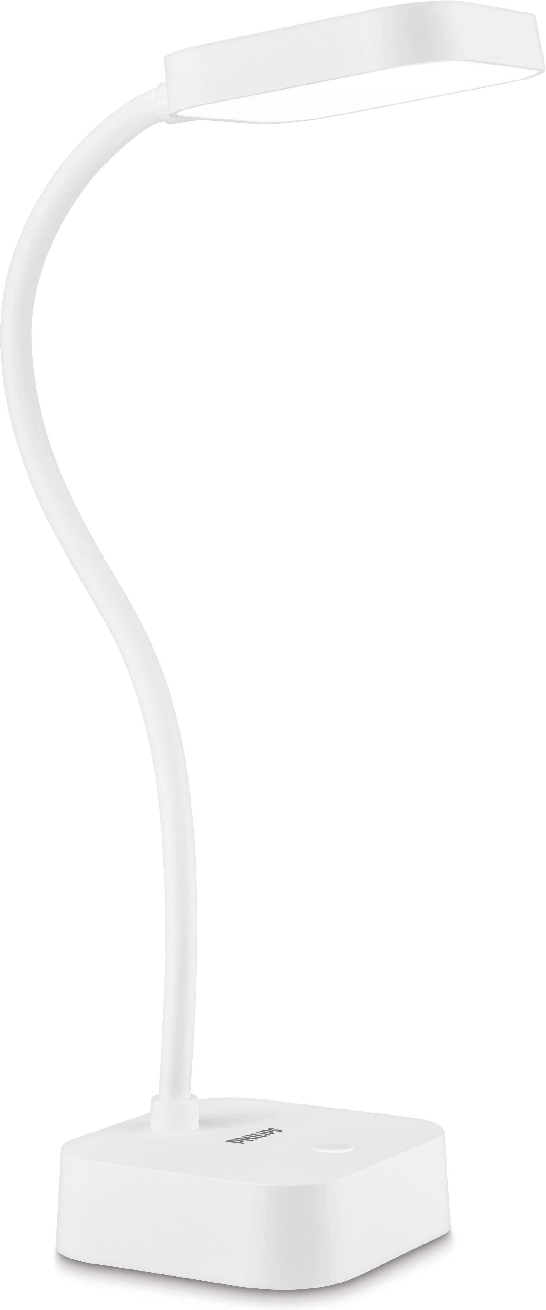 Philips LED Schreibtischlampe Rock 5W, 5000K, 90 Lumen, Akku, Touchdim, weiss, Dimmfunktion, USB-Ladefunktion, mehrere Helligkeitsstufen, LED fest integriert, Kaltweiß
