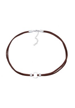 Elli Choker Halsband Braun Choker mit Kreis 925 Silber