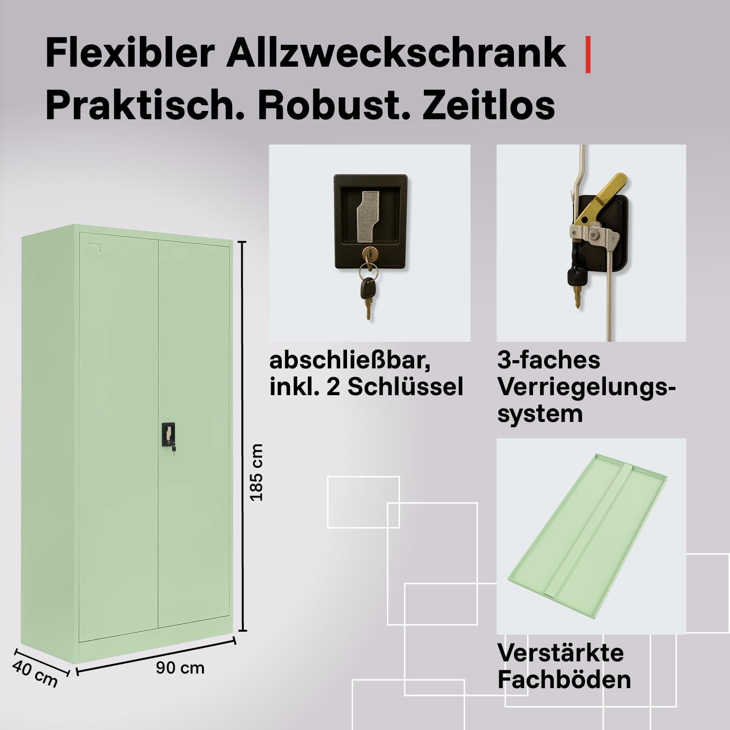 LagerZwei Aktenschrank Stahlschrank 185x90x40 cm (1-St) abschließbar