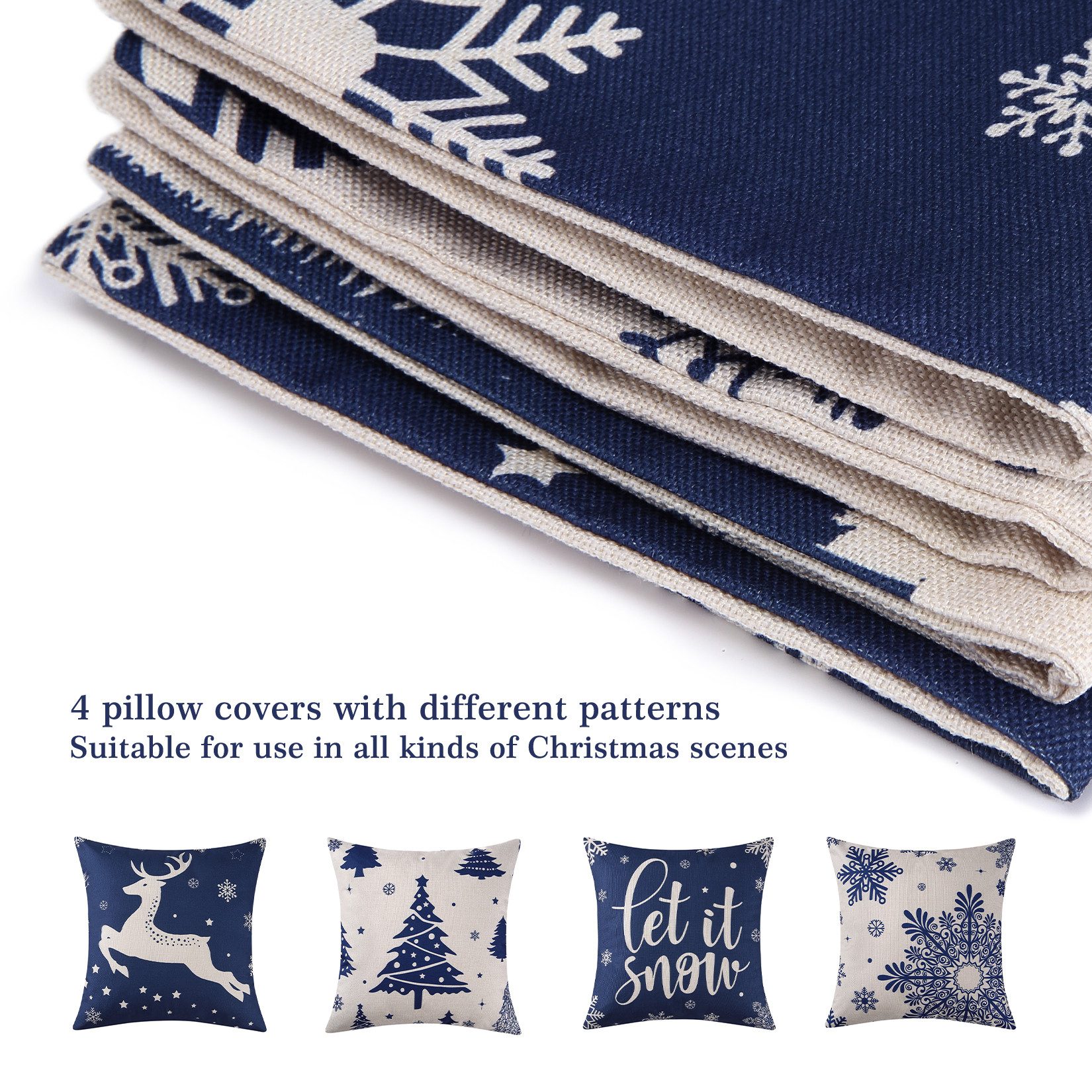 GarveeMore Kissenbezüge 4 Stück Kissenbezug Weihnachten Weihnachtselementst günstig online kaufen