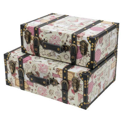HMF Aufbewahrungsbox Vintage Koffer, Multifunktionskoffer (2 St., versch. Größen), Handgefertigter Geschenkkoffer im Barock Design, 2er Set