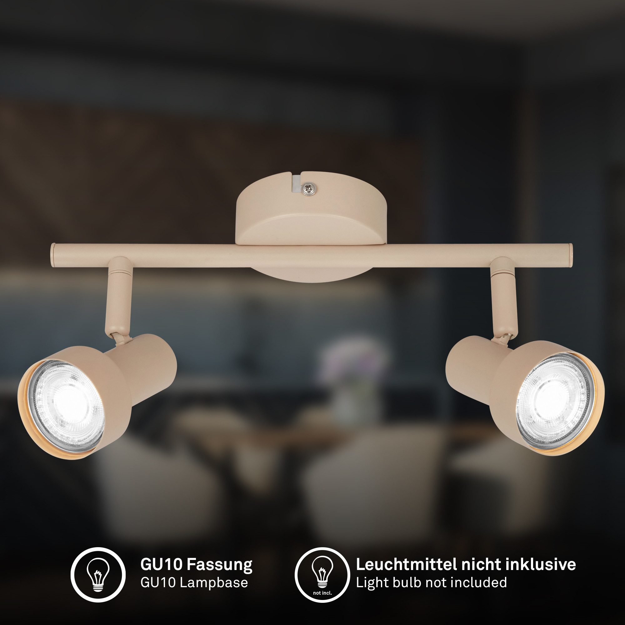 Briloner Leuchten Deckenspot LED Wandlampe Innen Wohnzimmer GU10, exkl. Leuchtmittel, ohne Leuchtmittel, 2700K - Extra - Warmweiß, Wandlampe, 12x8x12,3cm, Schwarz, max.40W, GU10, Innen, Wohnzimmer