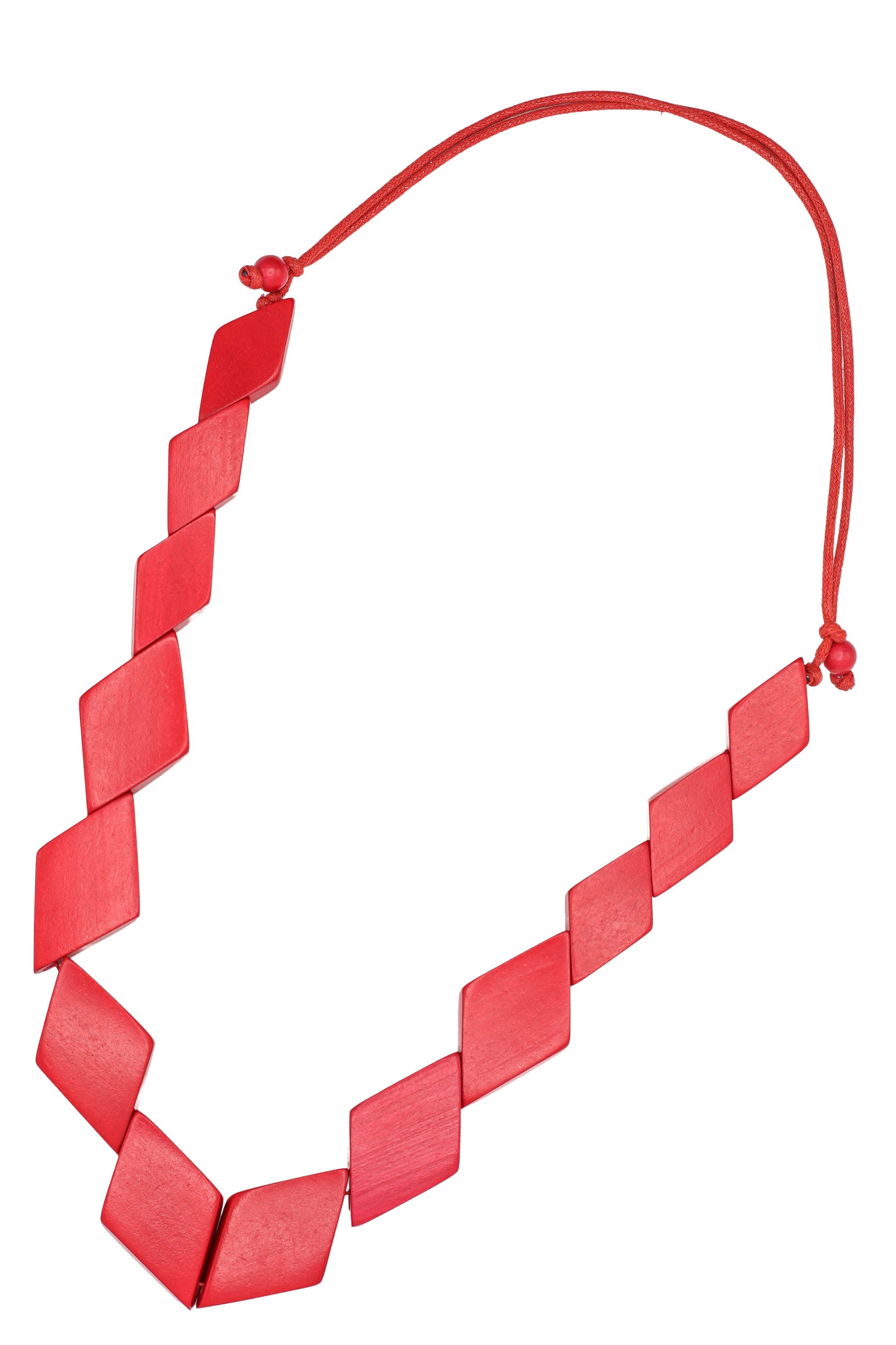 COLLEZIONE ALESSANDRO Lange Kette Raute, aus Holzperlen in Rautenform