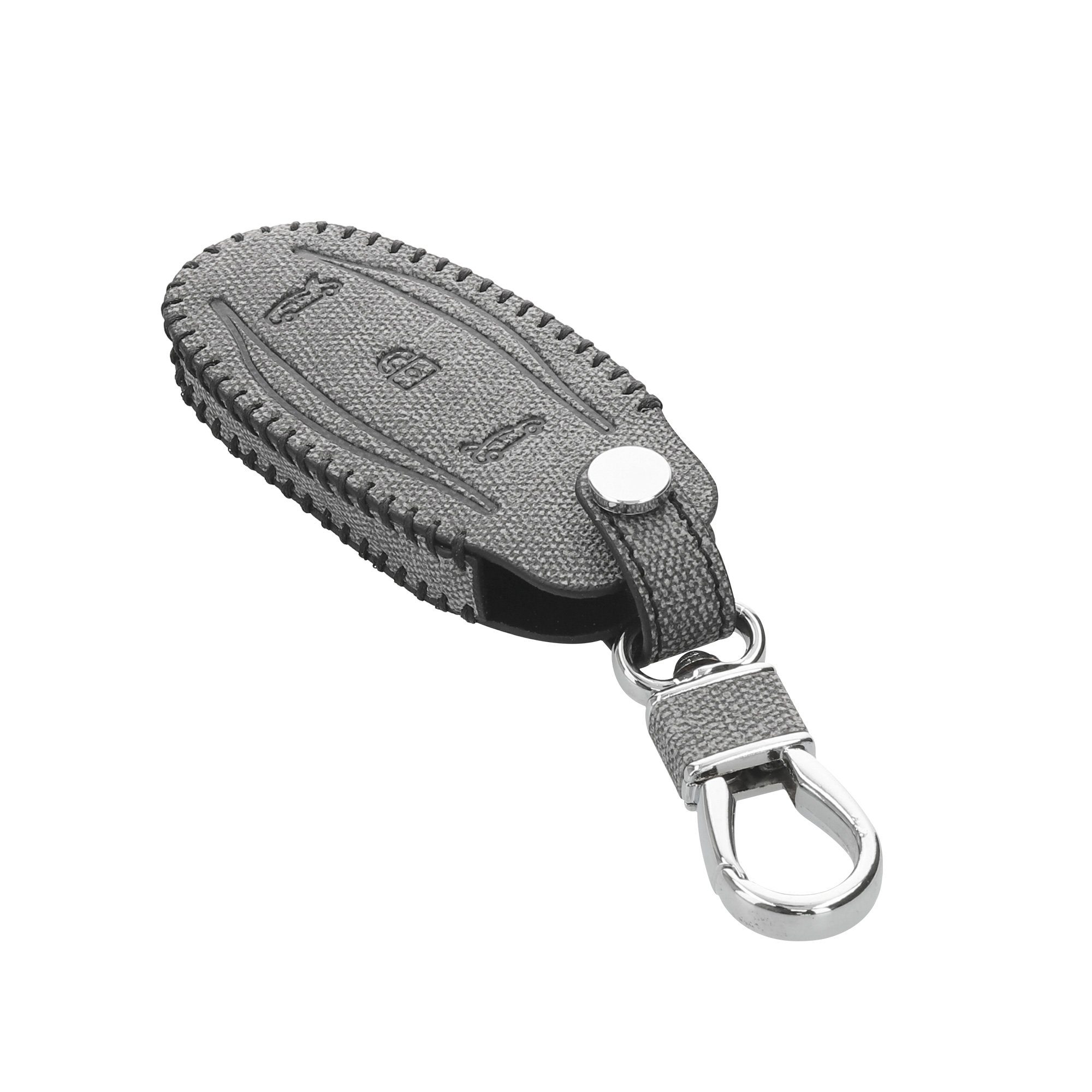 kwmobile Schlüsseltasche Autoschlüssel Kunstleder Case Schlüssel Cover Model in Tesla S Grau für Hülle Schlüsselhülle Autoschlüssel