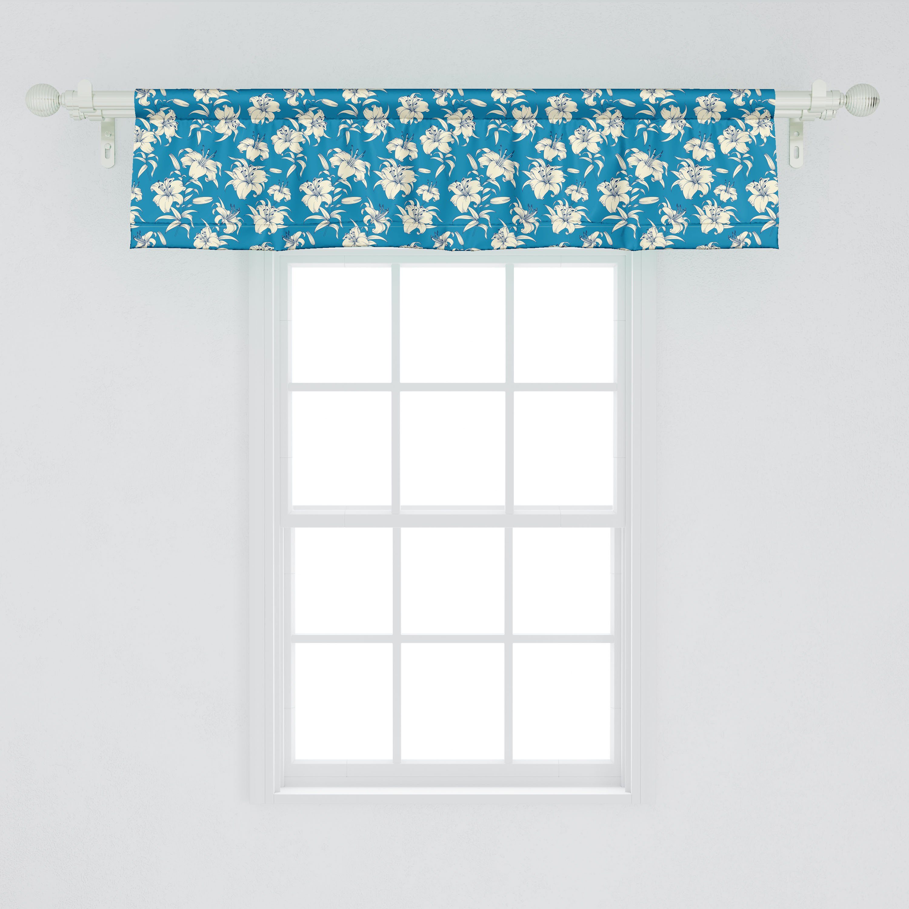 Blumen Vorhang für Volant Scheibengardine Stangentasche, Microfaser, Blooming-Lilien-Blumen-Kunst Abakuhaus, Dekor Schlafzimmer mit Küche