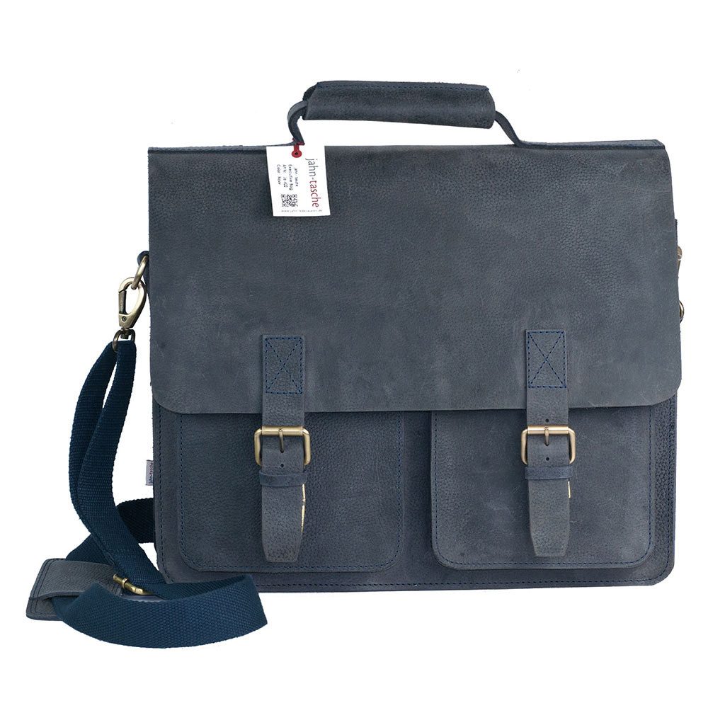 Jahn-Tasche Aktentasche Sehr Robuste Lehrertasche Leder, Blau-Schwarz, Jahn-Tasche 420-n