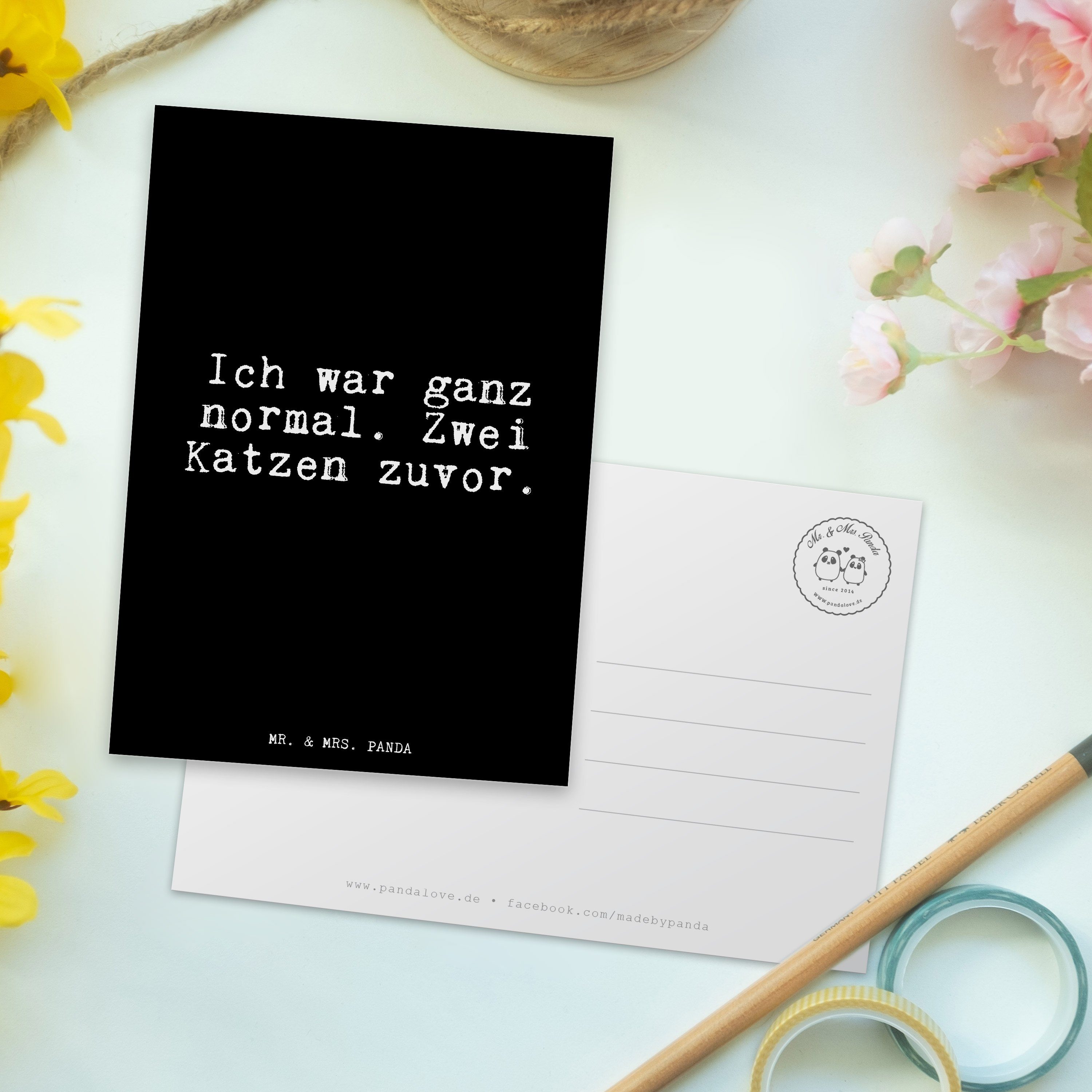 ganz Postkarte Mr. Ich - normal.... Geschenk, Mrs. Frauchen, - Ansichtskarte Schwarz & Panda war