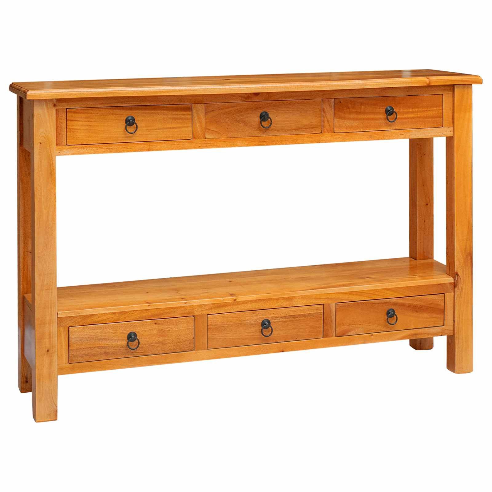 vidaXL Konsolentisch Konsolentisch Natur 115 x 32 x 76 cm Massives Mahagoni Holz (1-St)