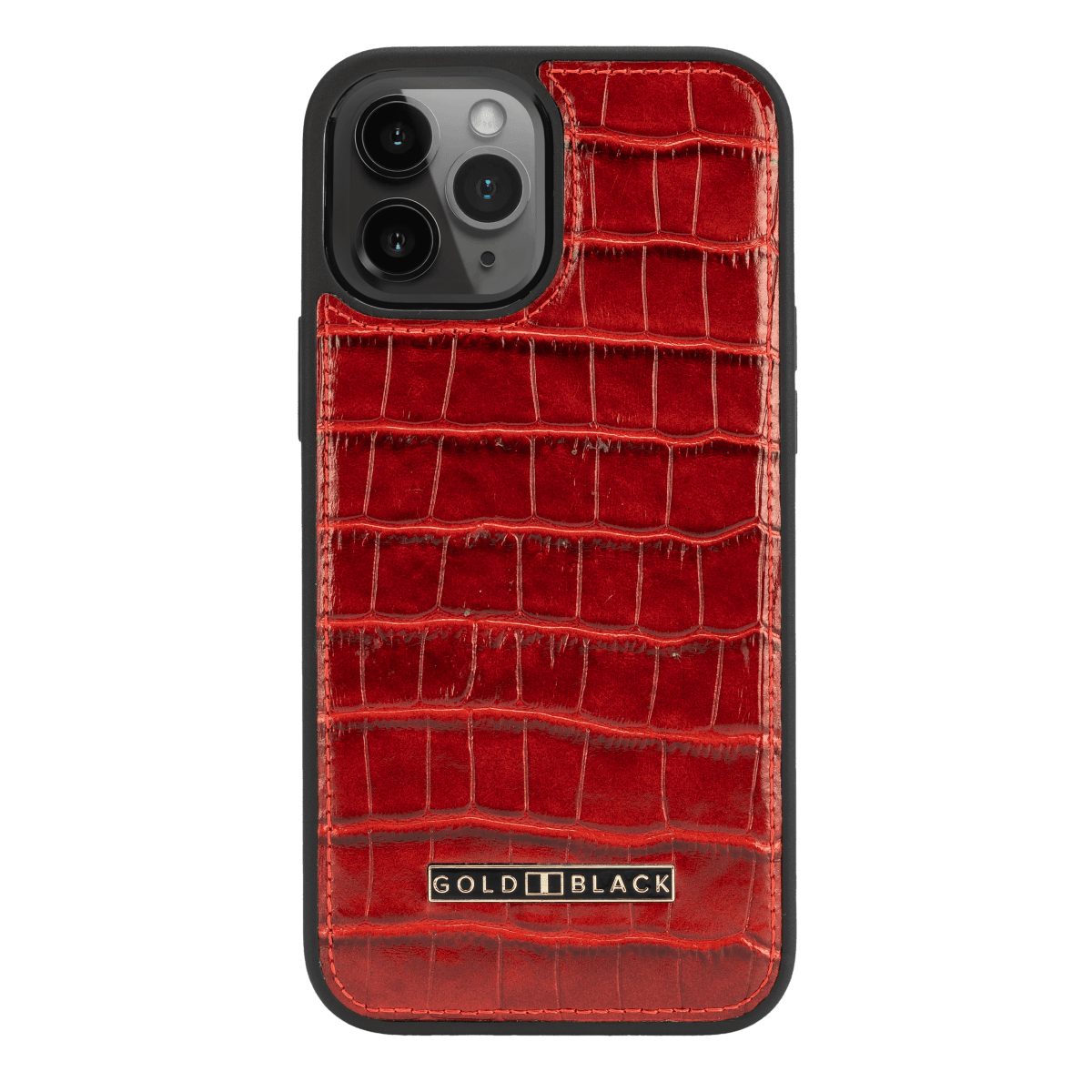 GOLDBLACK Handyhülle GOLDBLACK iPhone 12 Pro Max Lederhülle KROKO-PRÄGUNG Rot