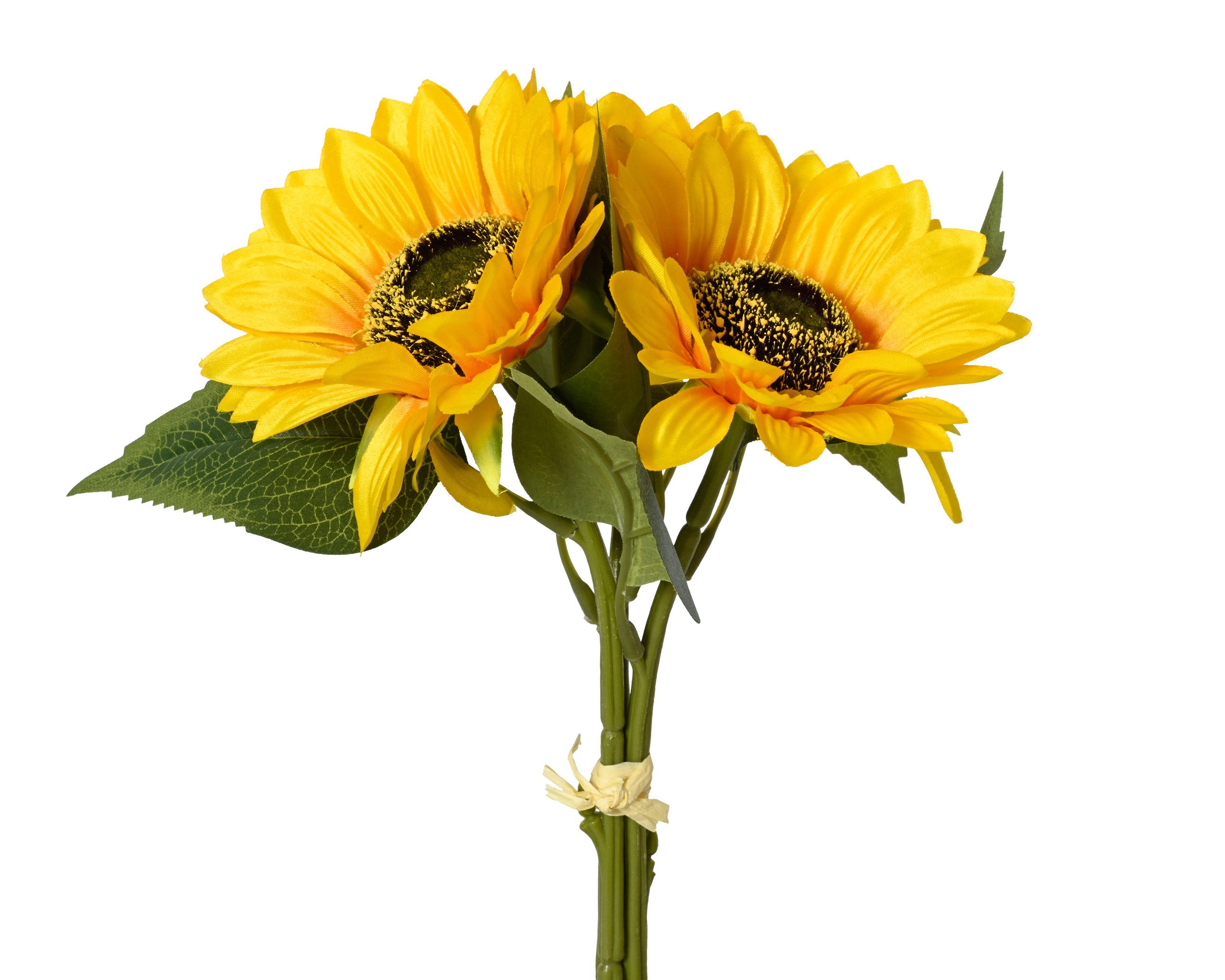 Kunstblume, Decoris season decorations, Künstlicher Blumenstrauß aus drei Sonnenblumen 23x42cm Gelb Grün