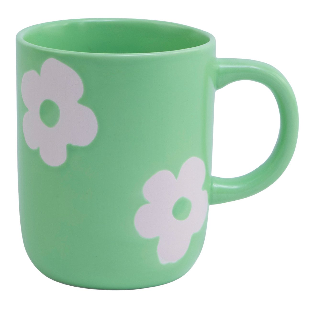 Geda Labels GmbH Tasse Daisy Flower grün, 1-tlg., Keramik, Grün, 400ml, mit Relief-Muster in Blütenform