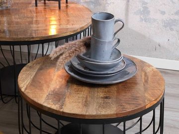 Home4You Couchtisch, Mangoholz, Ø 56 cm, mit abnehmbarer Tischplatte