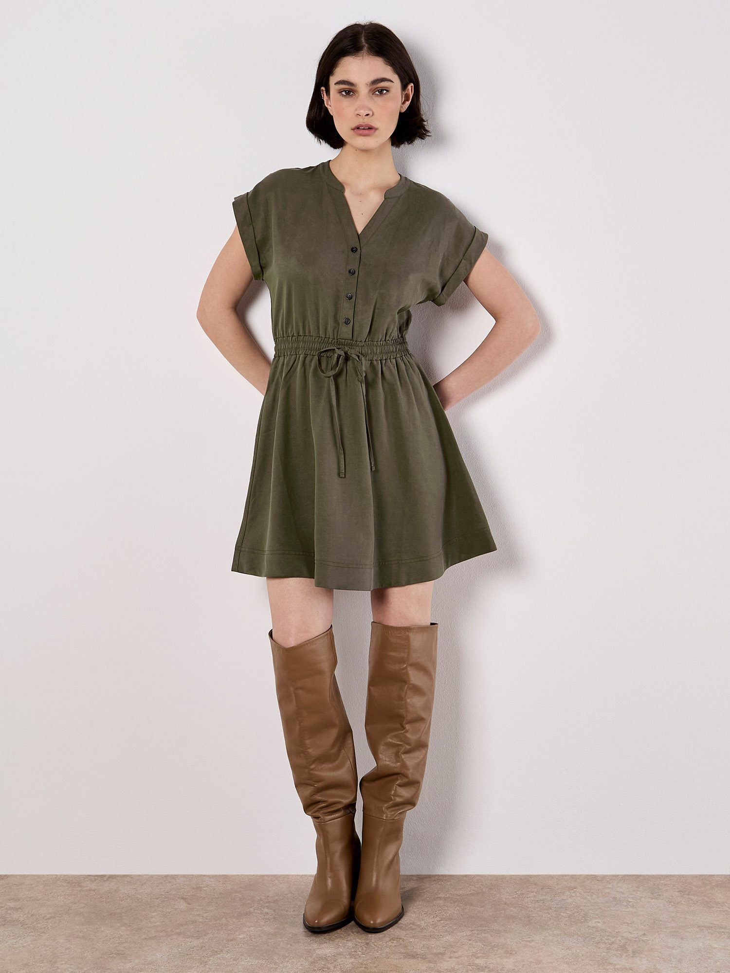 Apricot Skaterkleid Skaterkleid mit Kordelzug günstig online kaufen