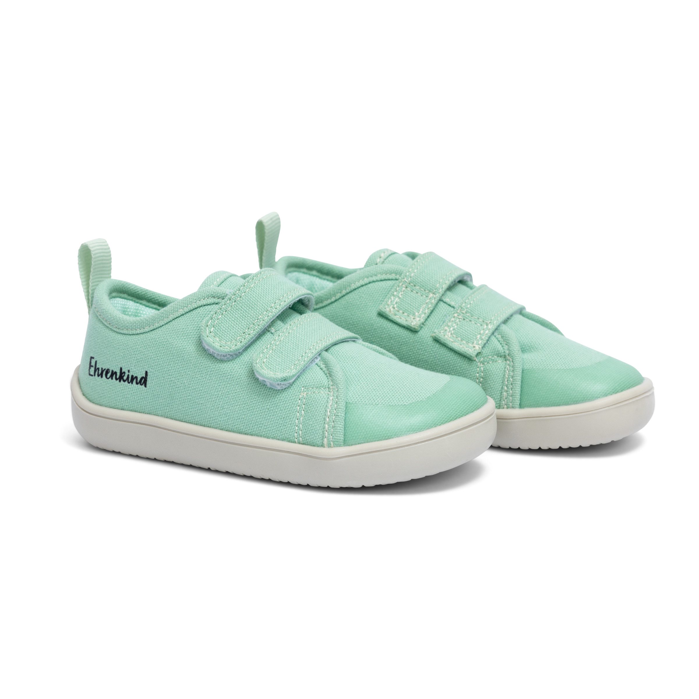 Ehrenkind Barfußschuhe aus Canvas mit Klettverschluss Barfußschuh (Grün) Flexible, flache Sohle und breiter Zehenbereich für natürliches Laufen