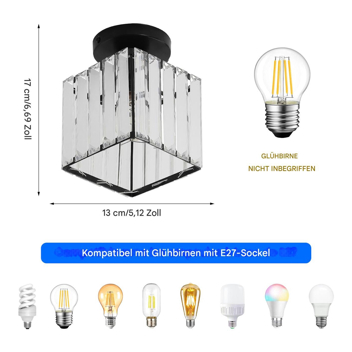 Goeco Deckenleuchten Kristall Dekolampe, quadratische Kristalllampe, günstig online kaufen