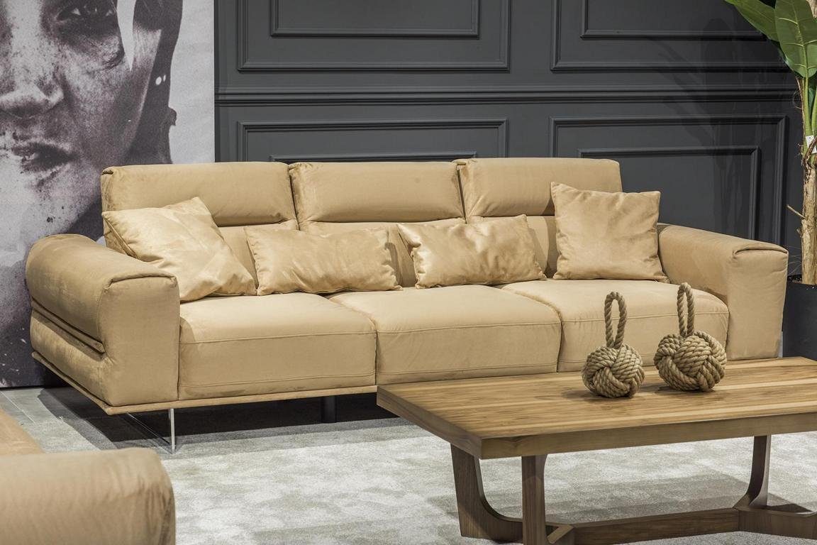 JVmoebel Wohnzimmer-Set Luxus Couchtisch), 1x in Set, + 4tlg. 1x 1-Sitzer 3+3+1 + 1x Europa Couch Sofa Sofagarnitur (4-St., Made 3-Sitzer Couchtisch Creme 