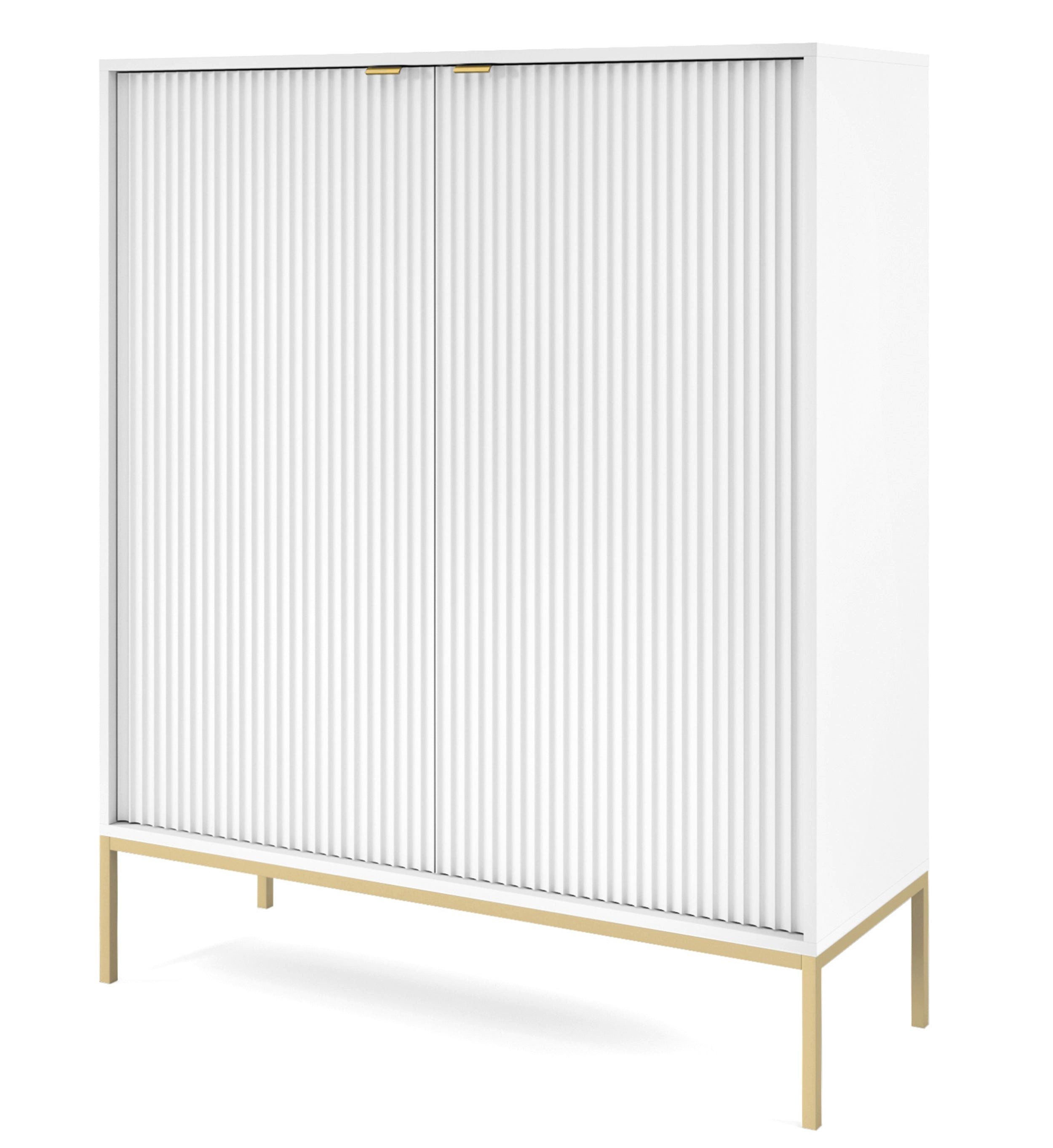 Selsey Highboard VELLORE, 2-türig mit 6 Fächern, goldenem Gestell, 125 cm hoch