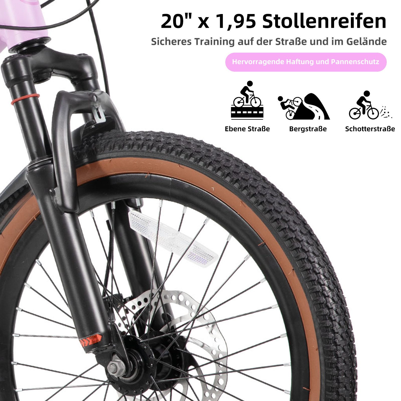 HILAND Kinderfahrrad 20"/24" Alu-Mountainbike Shimano 7-Gang, Federgabel & Scheibenbremsen