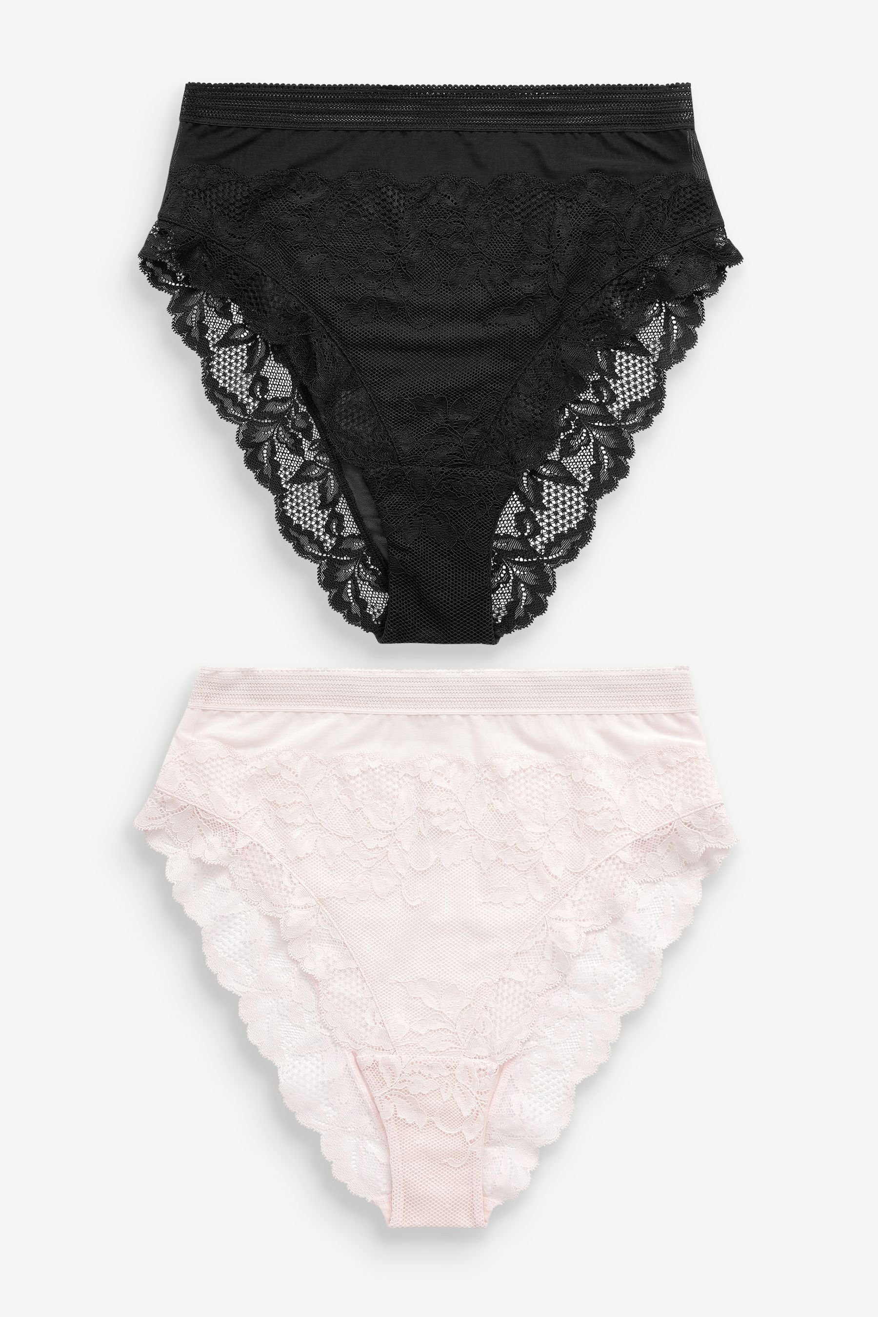 High-Waist-Slip 2er-Pack Rioslips aus Spitzen mit hohem Bund