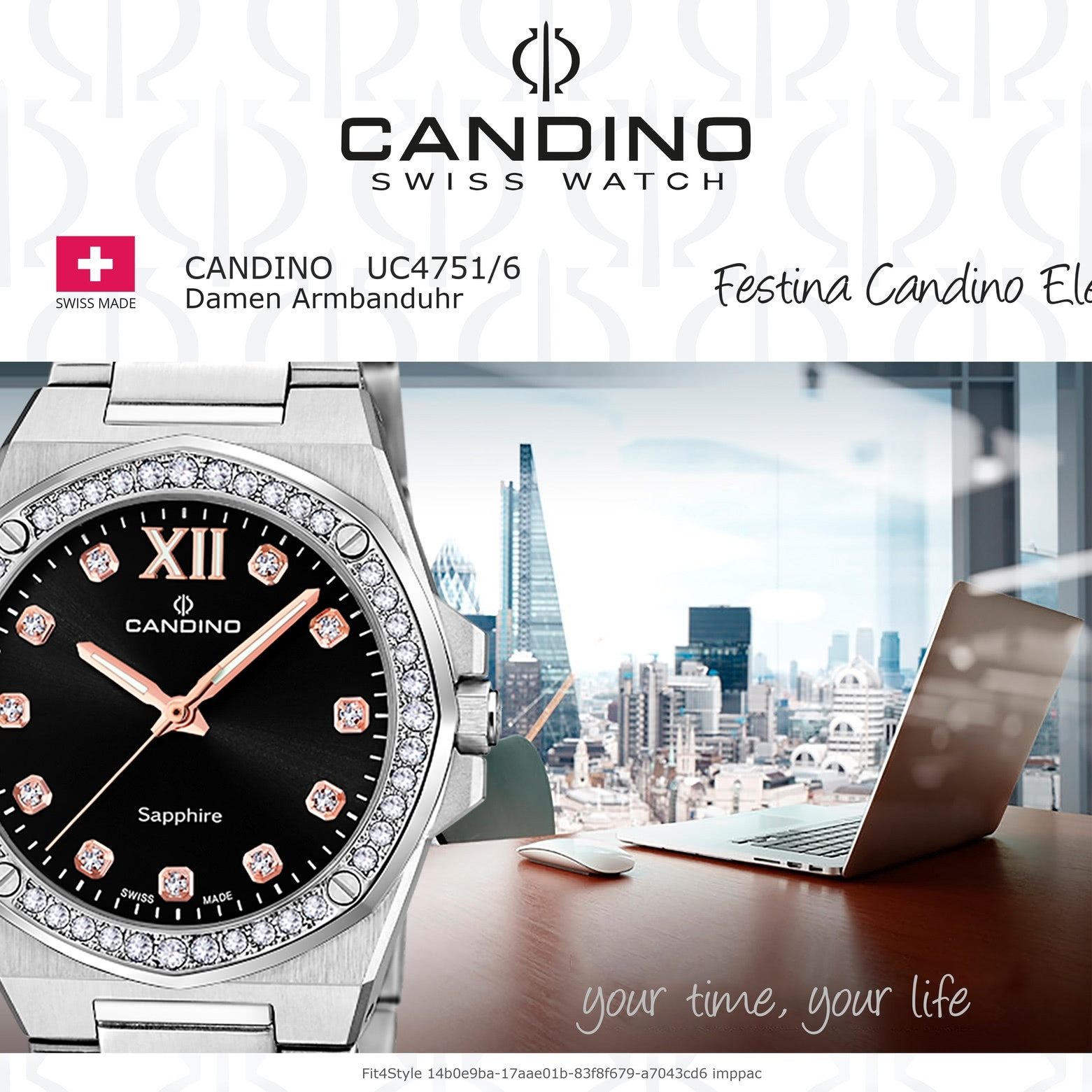 Candino Quarzuhr Candino Damenuhr Edelstahl silber Candino, (Analoguhr), Damen Armbanduhr rund, Edelstahlarmband silber, Elegant