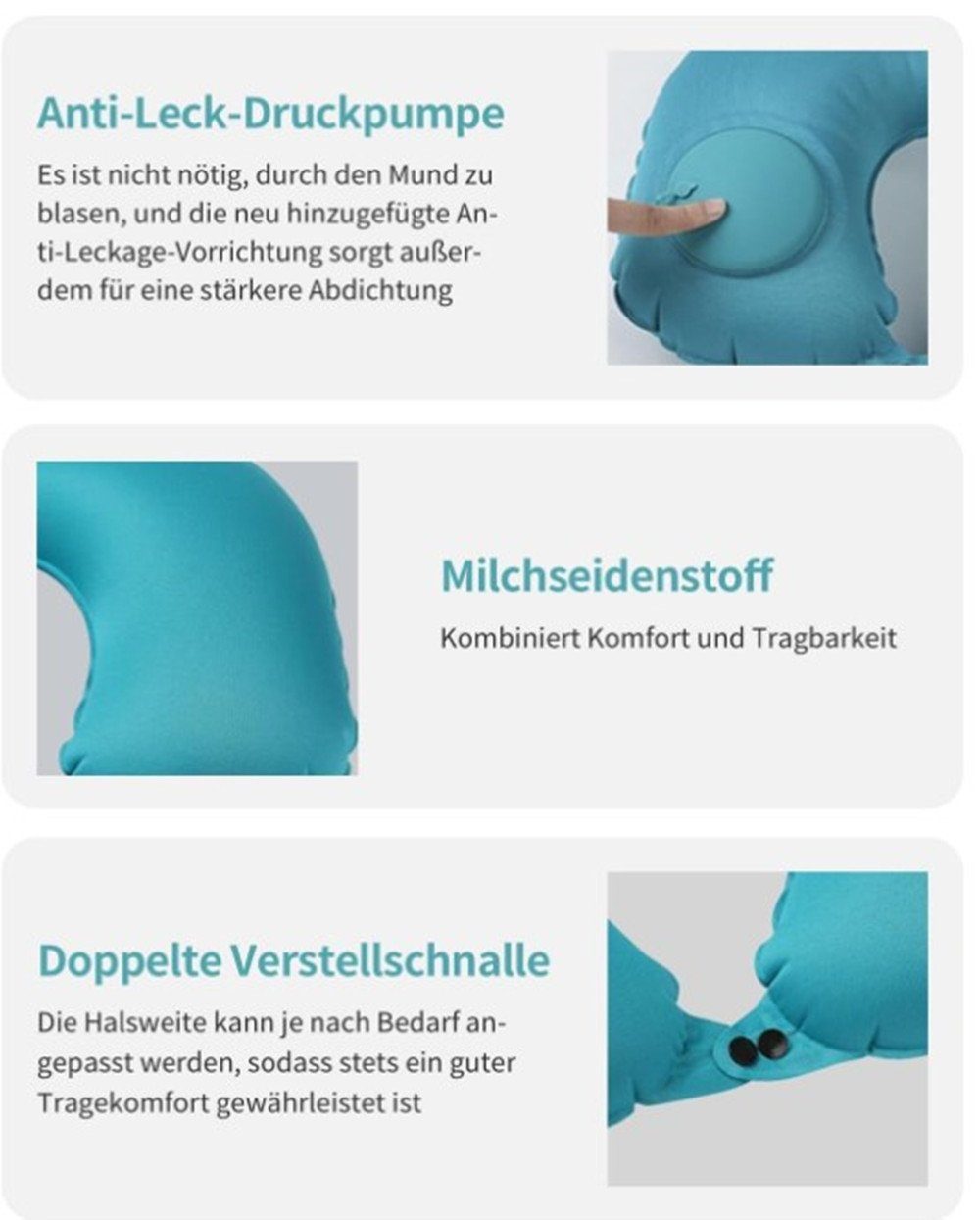 Ohrstöpseln,Augenmaske blue Nackenkissen,Ultraleicht, Reisekissen,Aufblasbares komprimierbar und XDeer, Nackenkissen mit Nackenstützkissen Nackenkissen