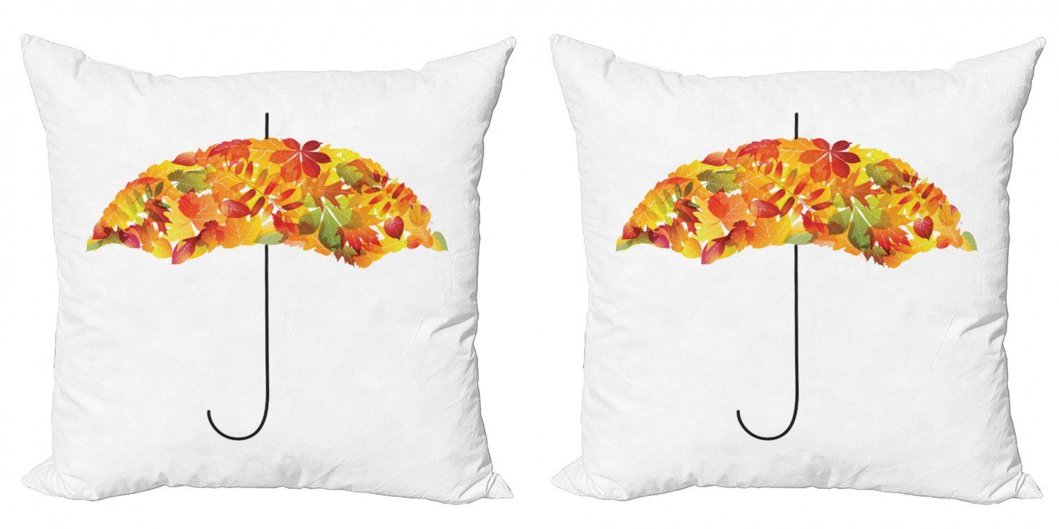 Kissenbezüge Modern Accent Doppelseitiger Digitaldruck, Abakuhaus (2 Stück), Fallen Zusammenfassung Regenschirm Herbstblätter