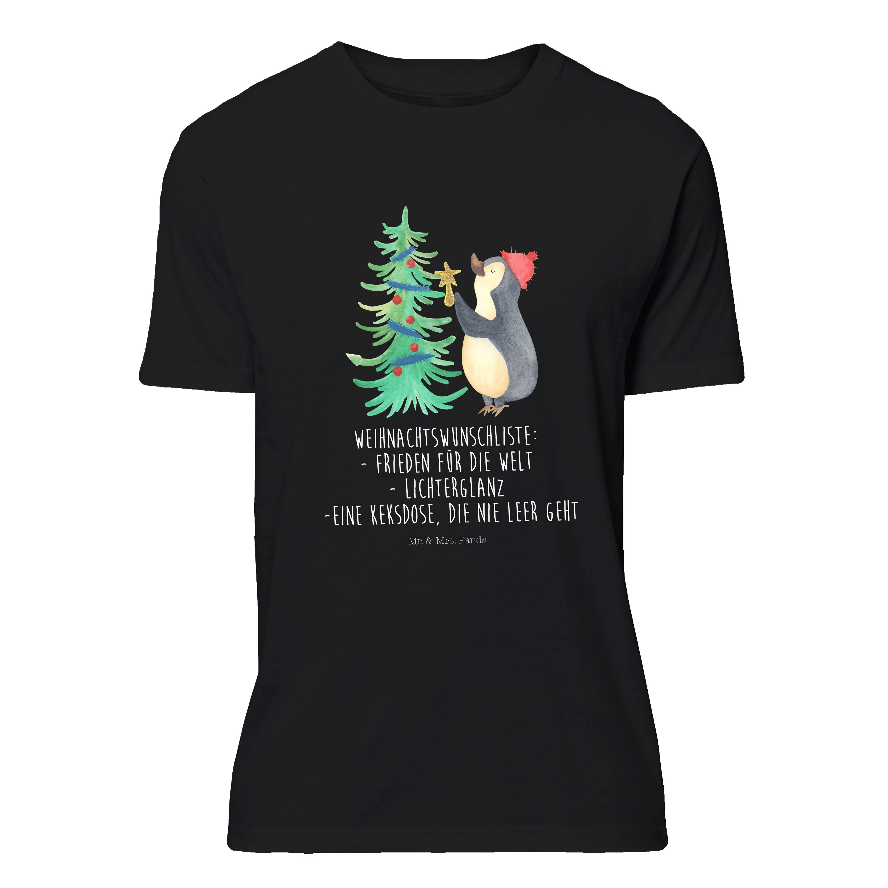 Mr. & Mrs. Panda T-Shirt Pinguin Weihnachtsbaum - Schwarz - Geschenk, Damen, Herrn, Weihnachte (1-tlg)