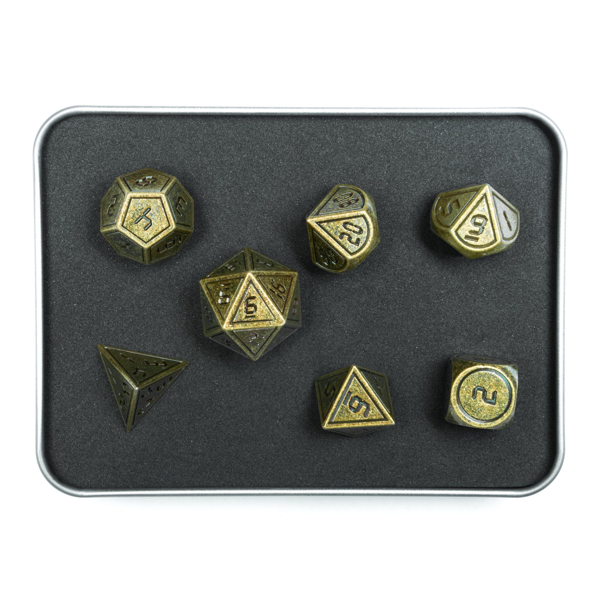 SHIBBY Spielesammlung 7 Pen&Paper Metall-DND-Würfel im Digital-Look