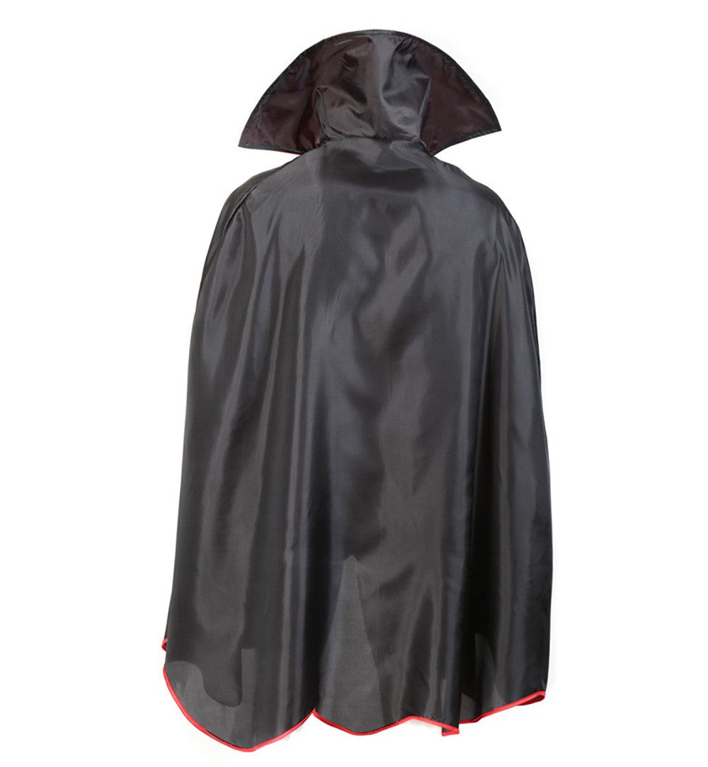 Fries Vampir-Kostüm Dracula Vampir Umhang mit Stehkragen Schwarz Halloween Karneval