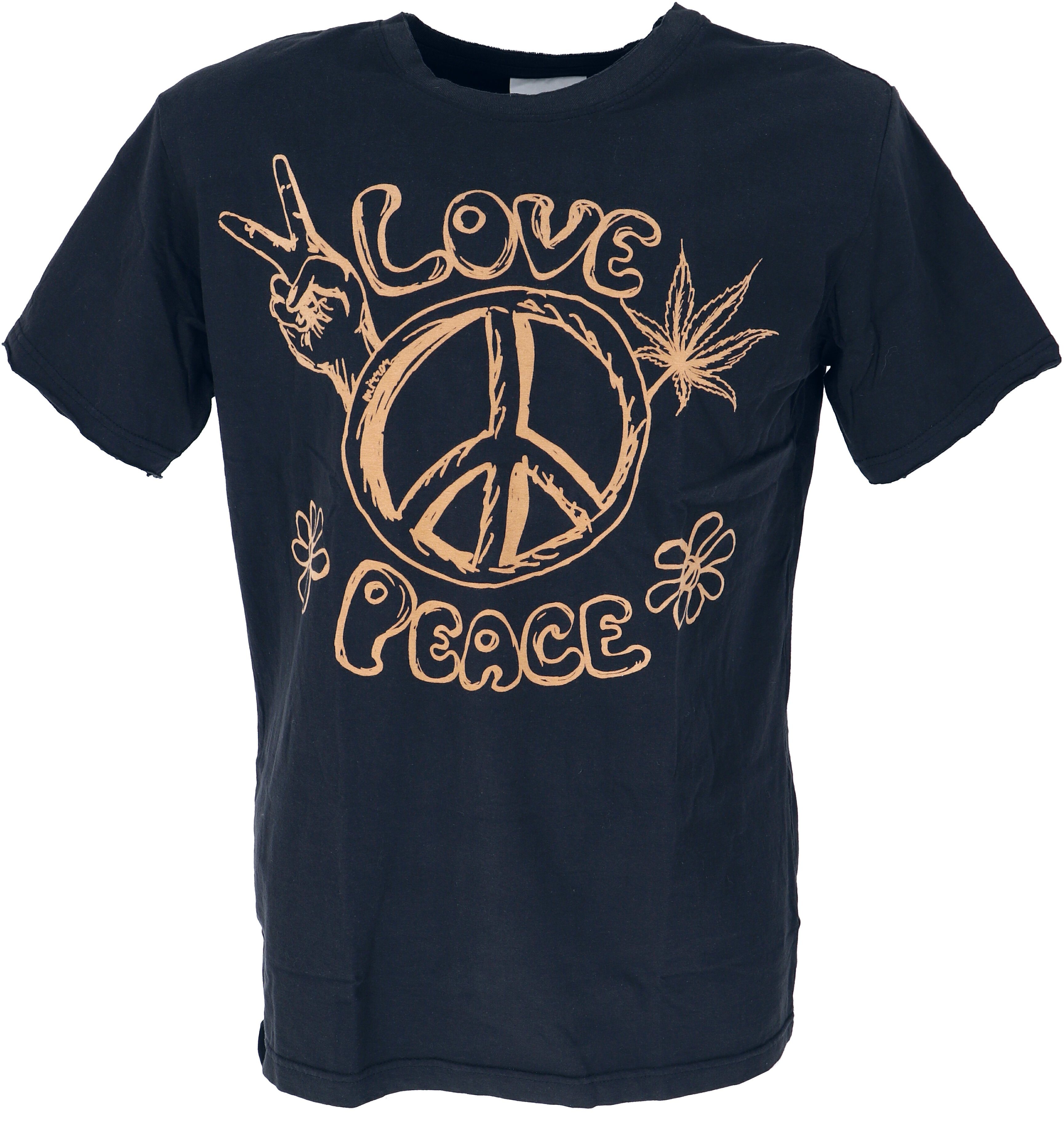 Guru-Shop T-Shirt Mirror T-Shirt, Yoga T-Shirt - Peace/schwarz Goa Style, Festival, alternative Bekleidung