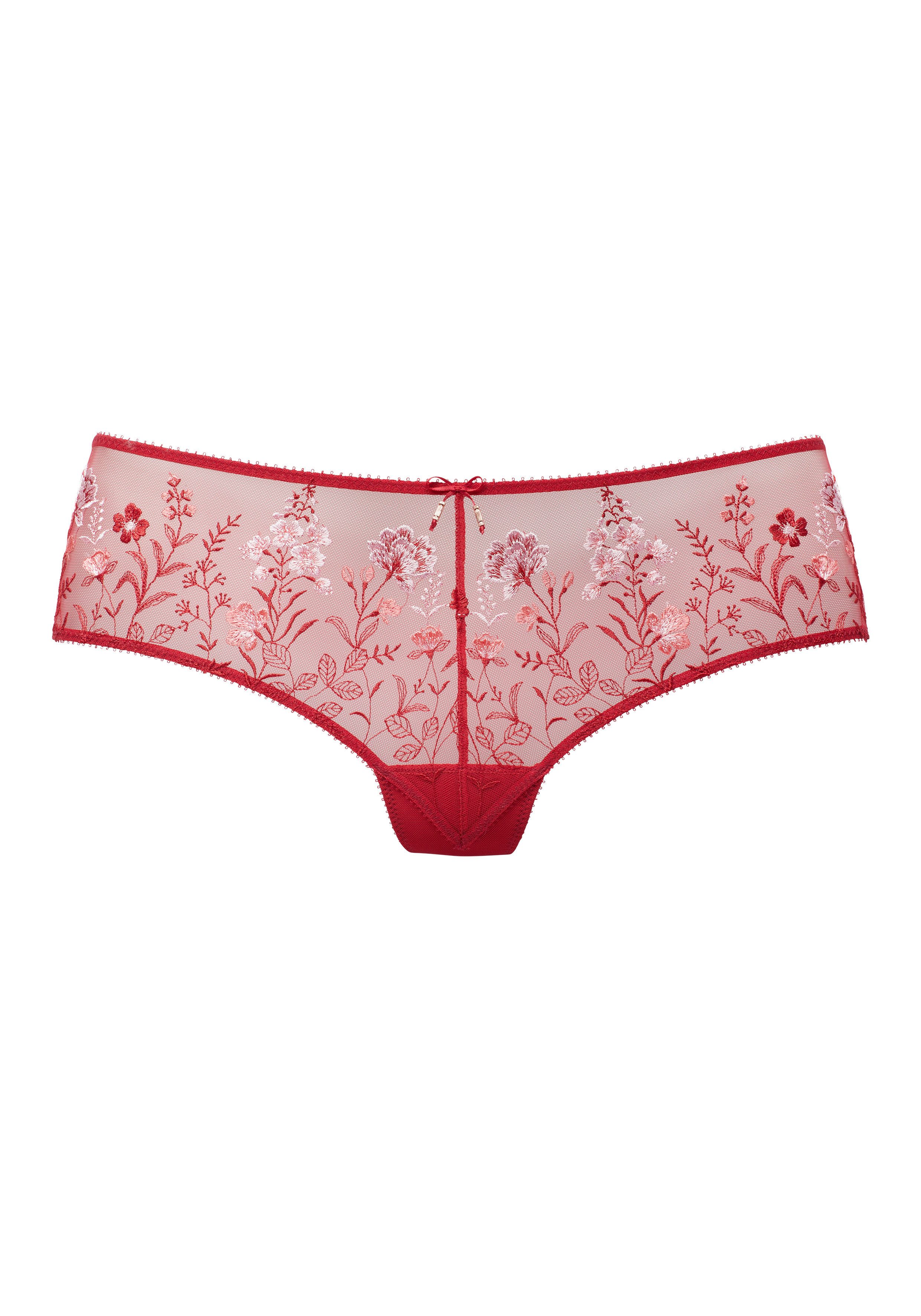 LASCANA Stringpanty Maria mit bunten Blumen aus Stickereispitze