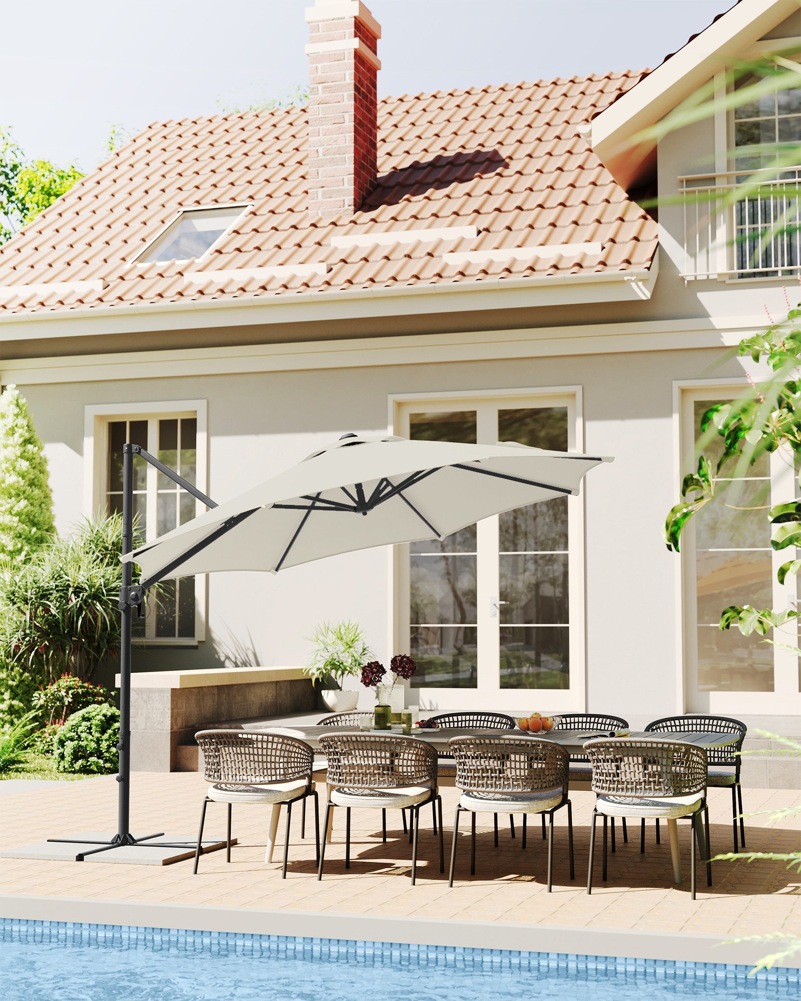 SONGMICS Sonnenschirm, Ampelschirm, ∅300cm, mit/ohne 28 günstig online kaufen