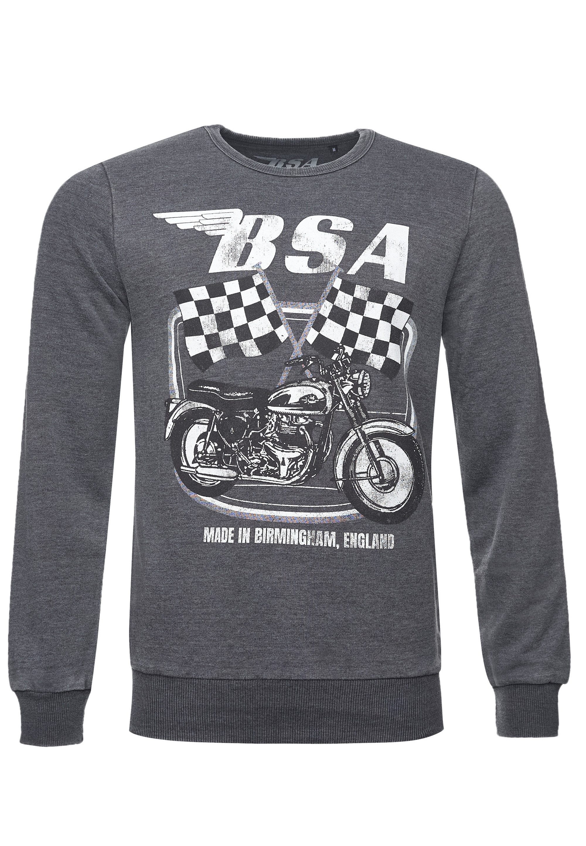 Sweatshirt BritishMotor Flag Charcoal Vintage
