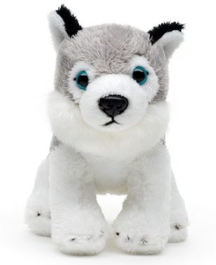 Uni-Toys Kuscheltier Husky Plushie, sitzend - 13 cm (Länge) - Plüsch-Hund - Plüschtier, zu 100 % recyceltes Füllmaterial