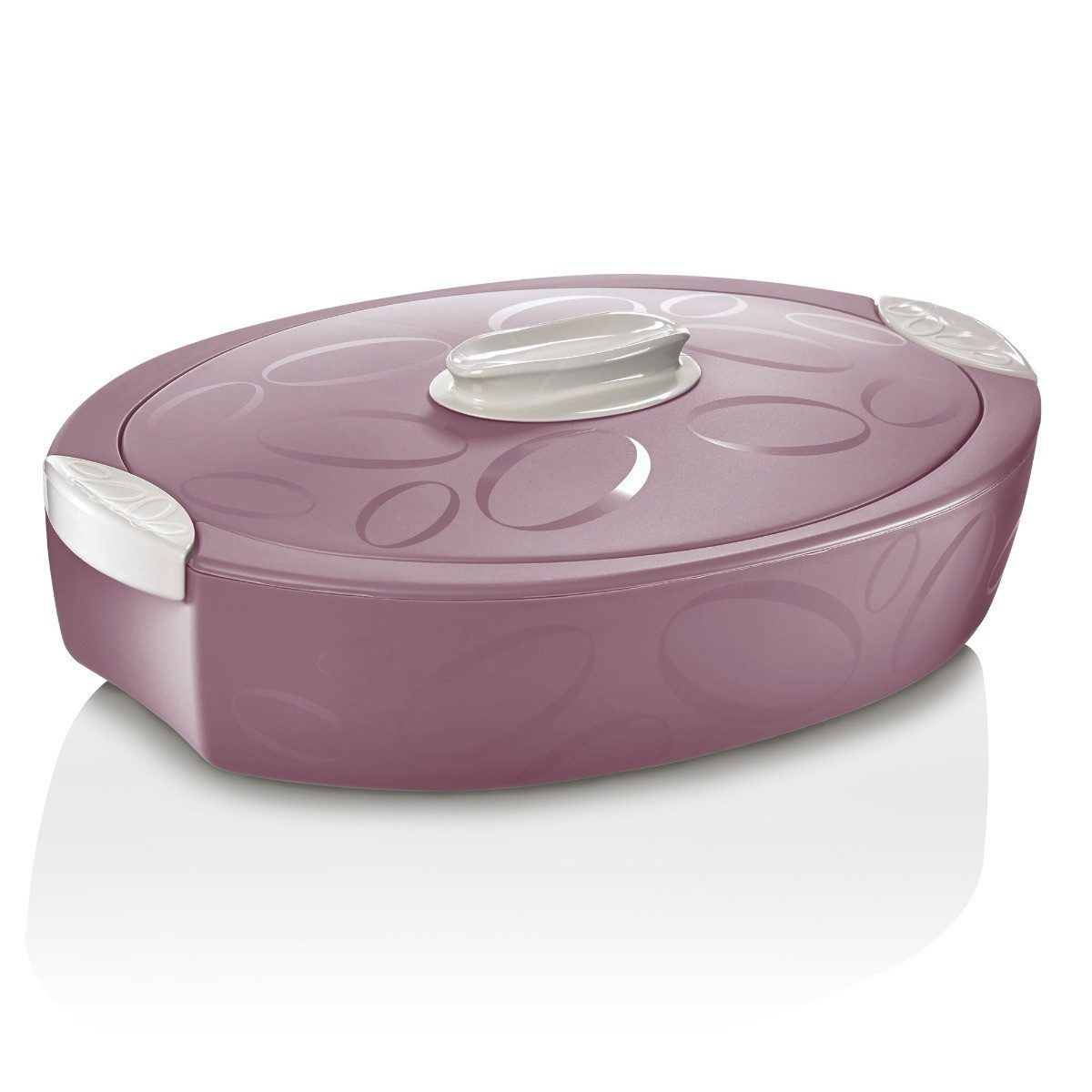 enjoy THE ITALIAN WAY OF LIVING Thermobehälter enjoy Thermotresor oval - 3 Liter in lila, Keramik und lebensmittelechter Kunststoff