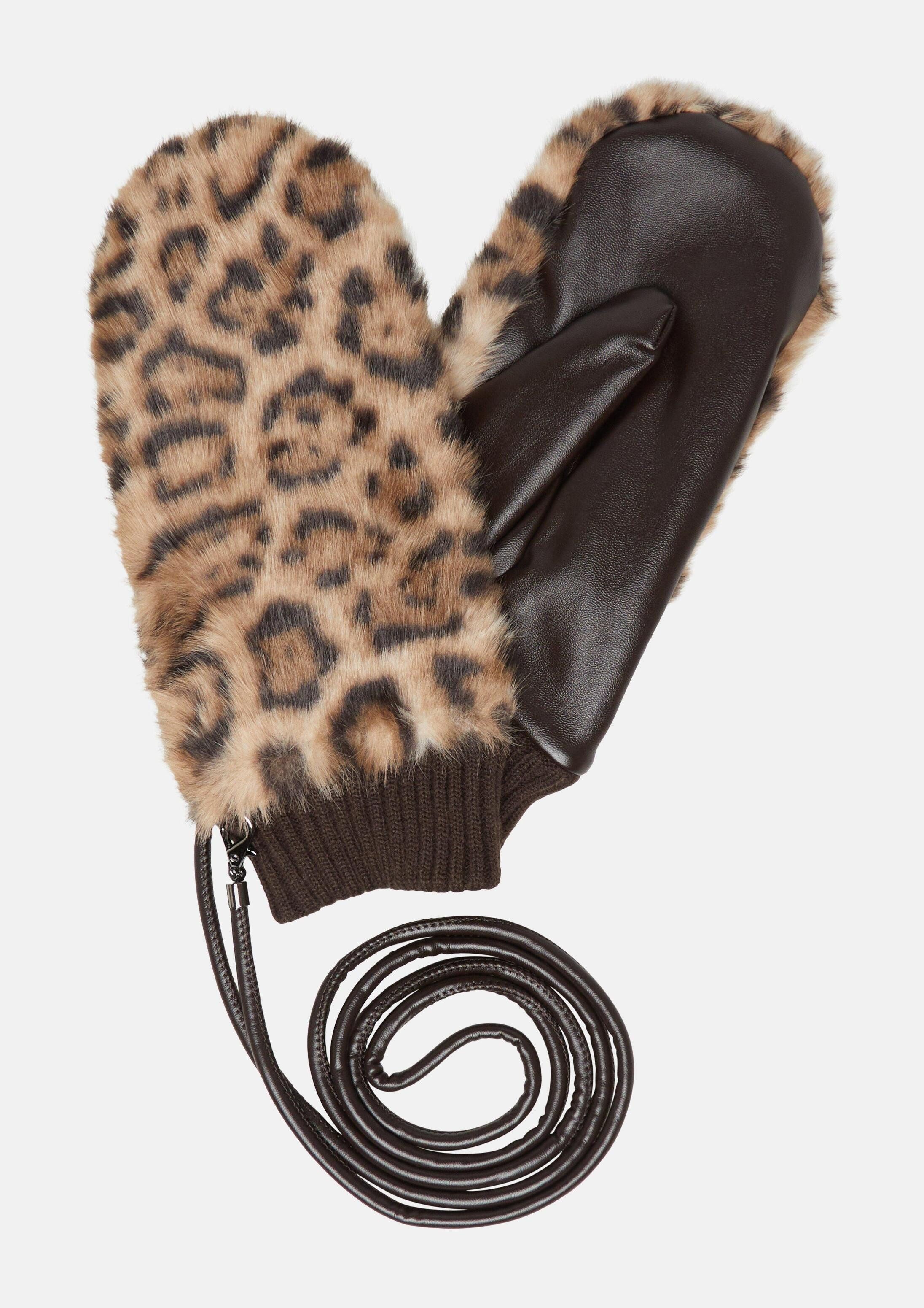 s.Oliver Strickhandschuhe Handschuhe Handschuhe aus Bouclé mit Webpelz-Details