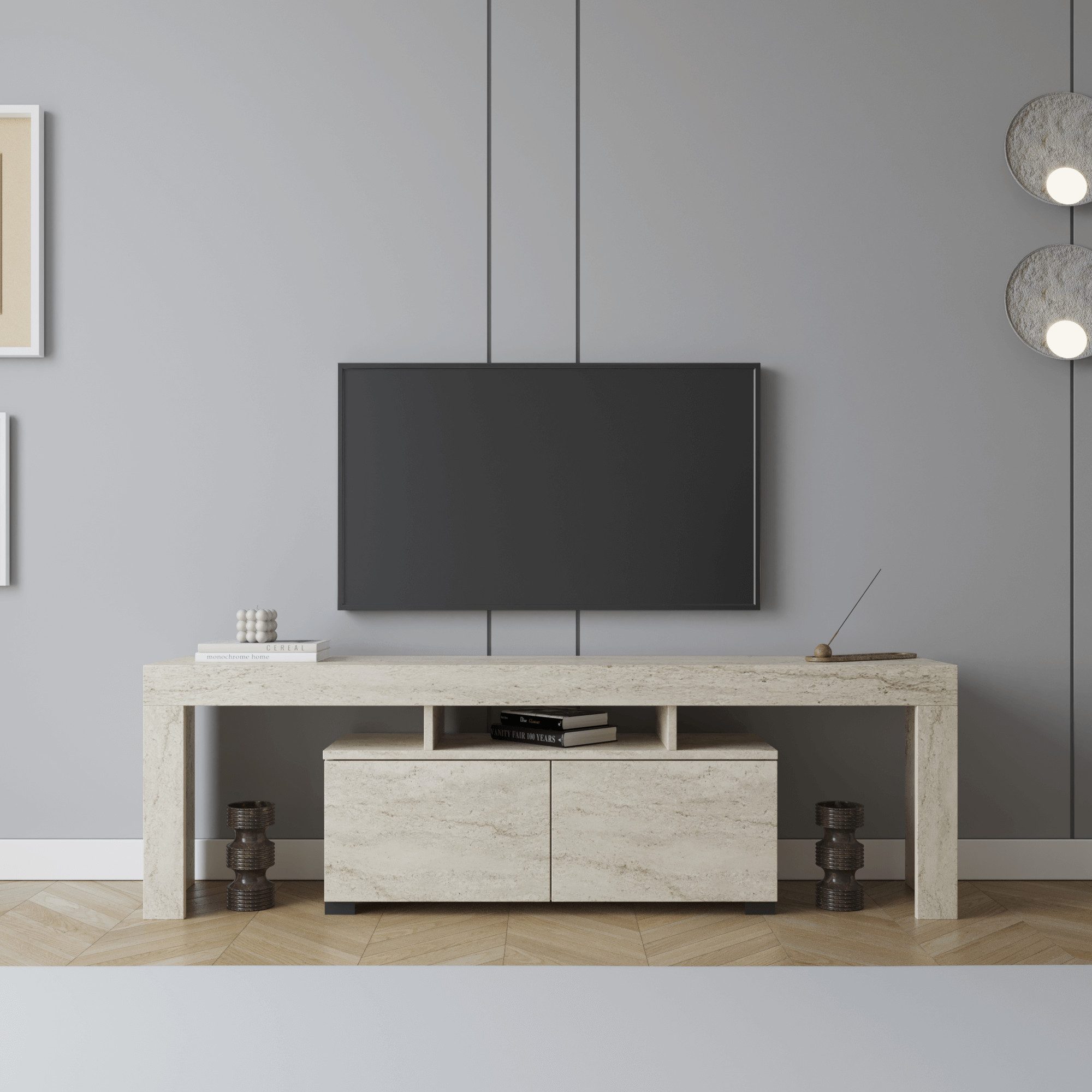 BDR Smart Home Art Lowboard Bronny TV Board 2 Türen mit Regale Elegant & Pr günstig online kaufen