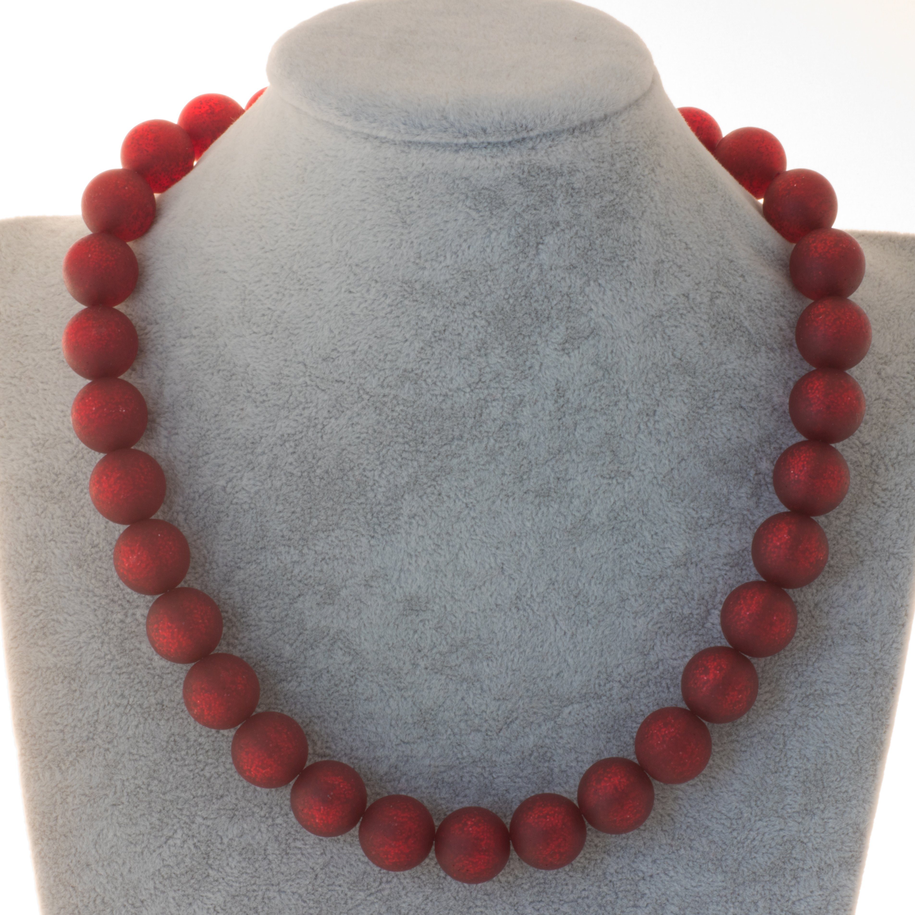 Bella Carina Perlenkette Polaris Perlen Kette 16 mm dunkles rot, Magnetverschluss