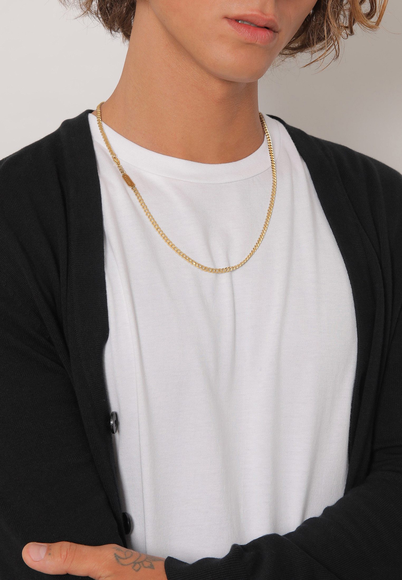 Kuzzoi Silberkette Herren Panzerkette Basic Mann 925 Silber