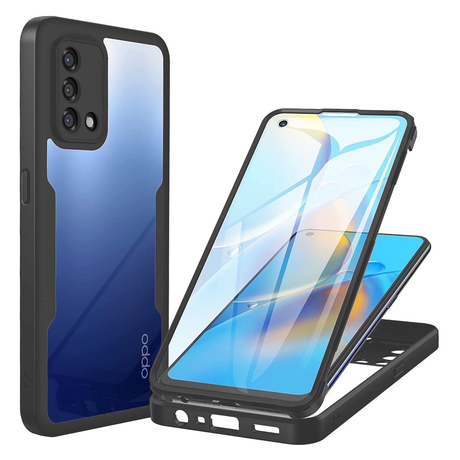 betterfon Handyhülle für Oppo A74 4G 2-teiliges 360° TPU Schutzcase, Vollschutz Case mit integriertem Displayschutz und klarer Sicht