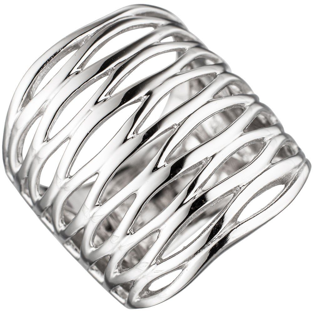 Breiter Damen, 24,6mm rhodiniert Ring Silberring Schmuck 925 Krone Damenring Silber Silber breit 925 Silberring