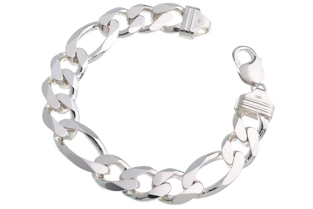 Silberkettenstore Silberarmband Figarokette Armband 13mm - 925 Silber,  Länge wählbar von 16-25cm