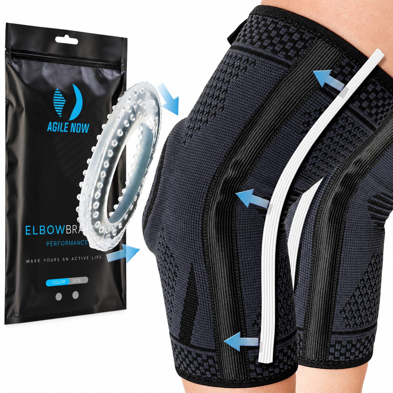 AGILE NOW Ellenbogenbandage (Paar), Performance Up, Stabilisiert & Entlastet, Für Tennisarm (Ideal für Fitness, Tennis, Golf, Ellenbogen Bandage Tennisarm, Golferarm), Weiches, atmungsaktives Material