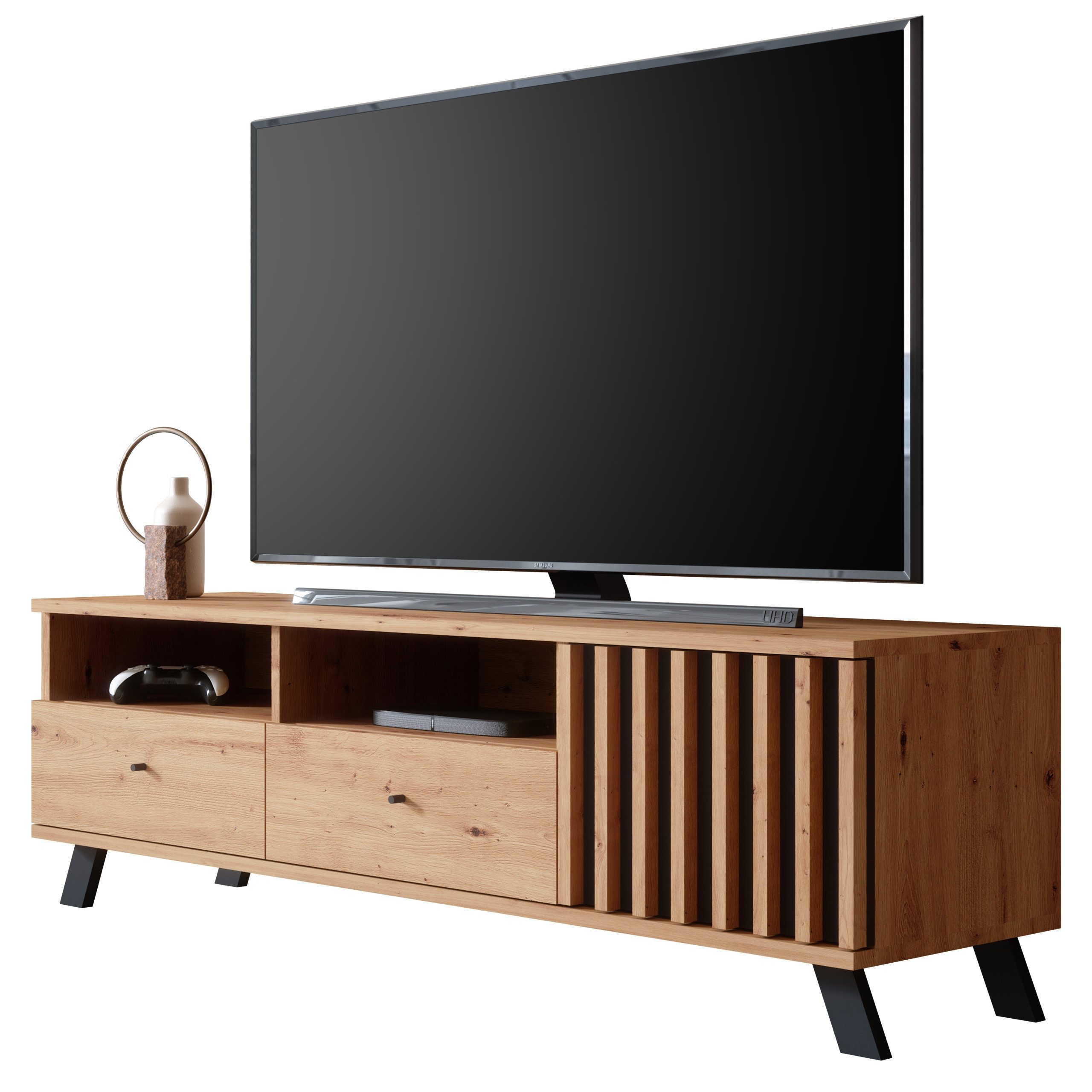 Newroom Lowboard Barea, TV Board Wandpaneel Wildeiche Anthrazit Modern TV S günstig online kaufen