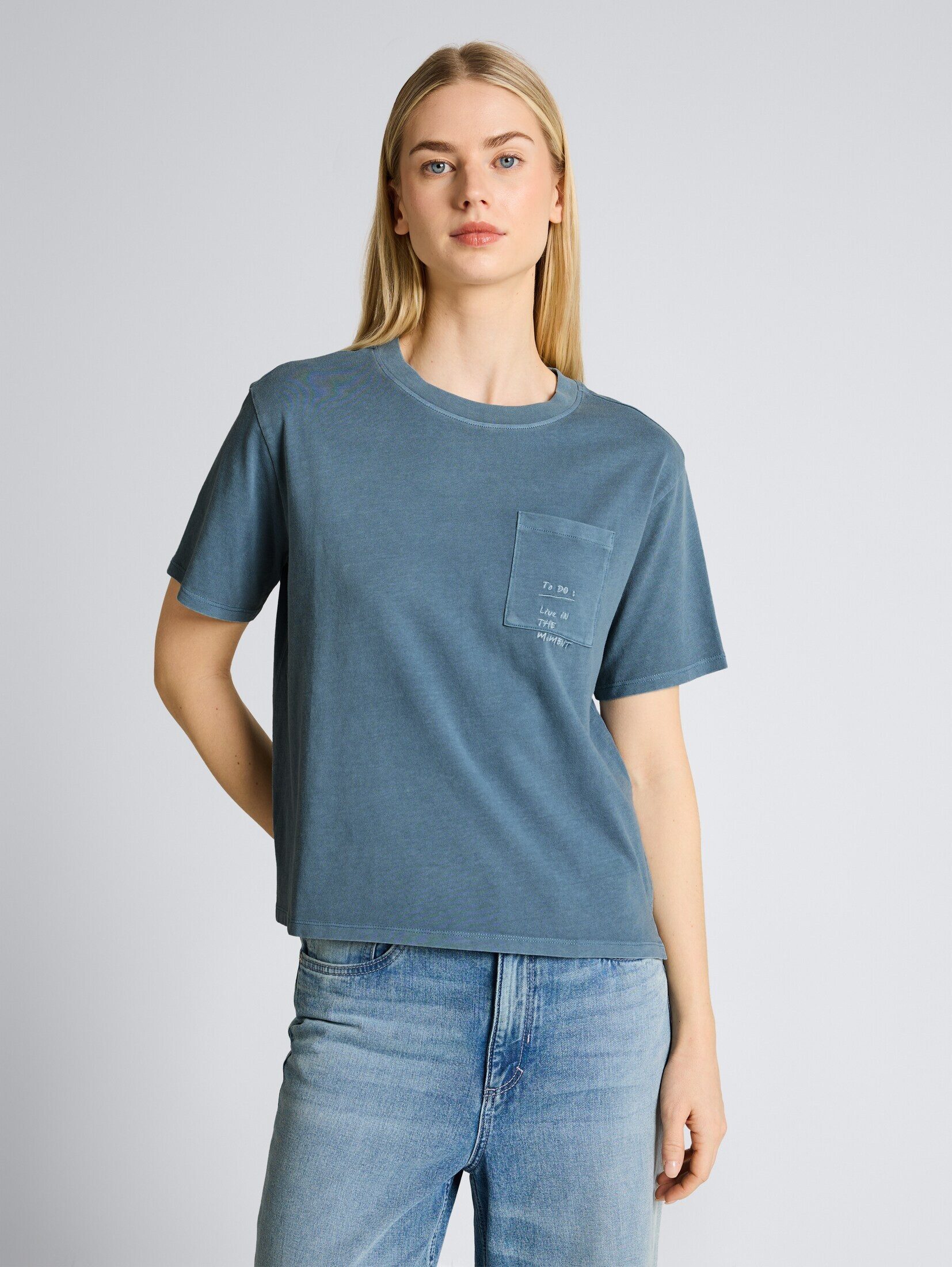 TOM TAILOR Denim T-Shirt T-Shirt Boxy Fit T-Shirt mit Brusttasche
