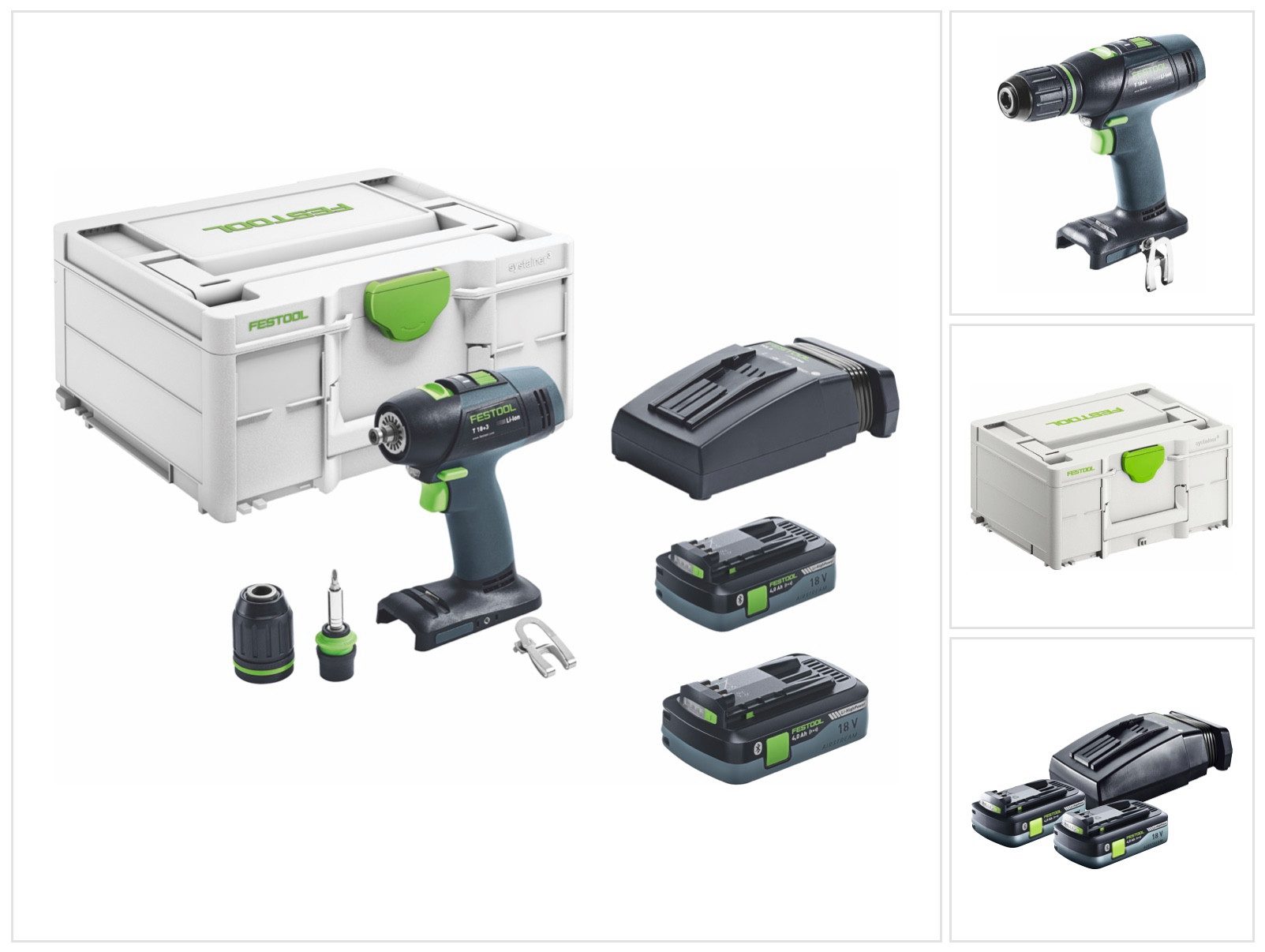 FESTOOL Akku-Schrauber T 18+3 HPC 4,0 I-Plus Akku Bohrschrauber 18 V 50 Nm Brushless (57644